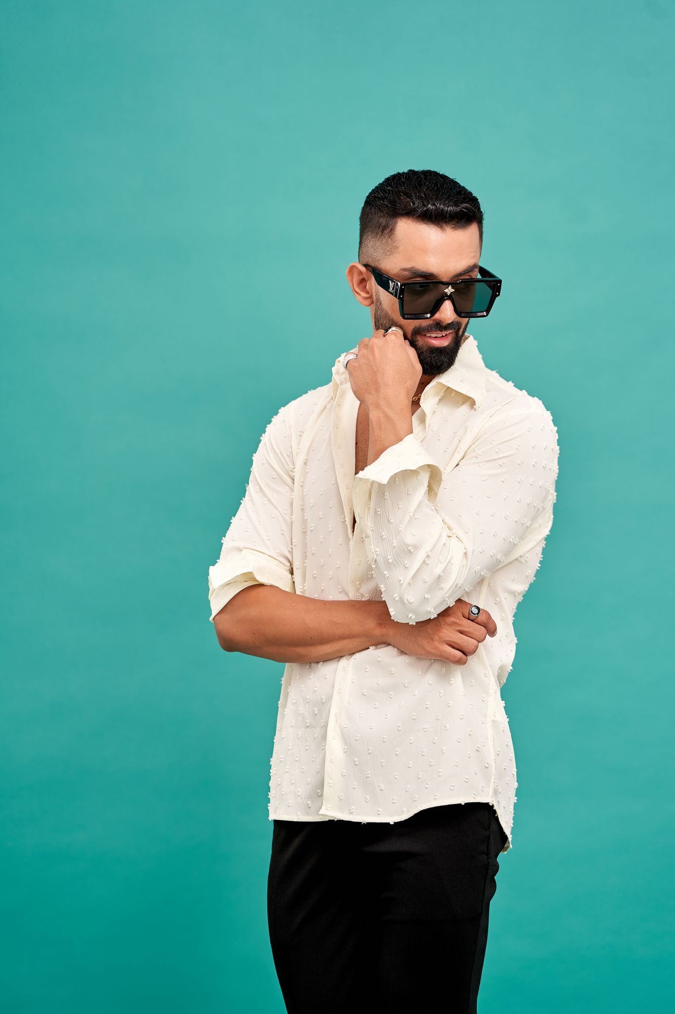 Dobby Textured Shirt In Off White