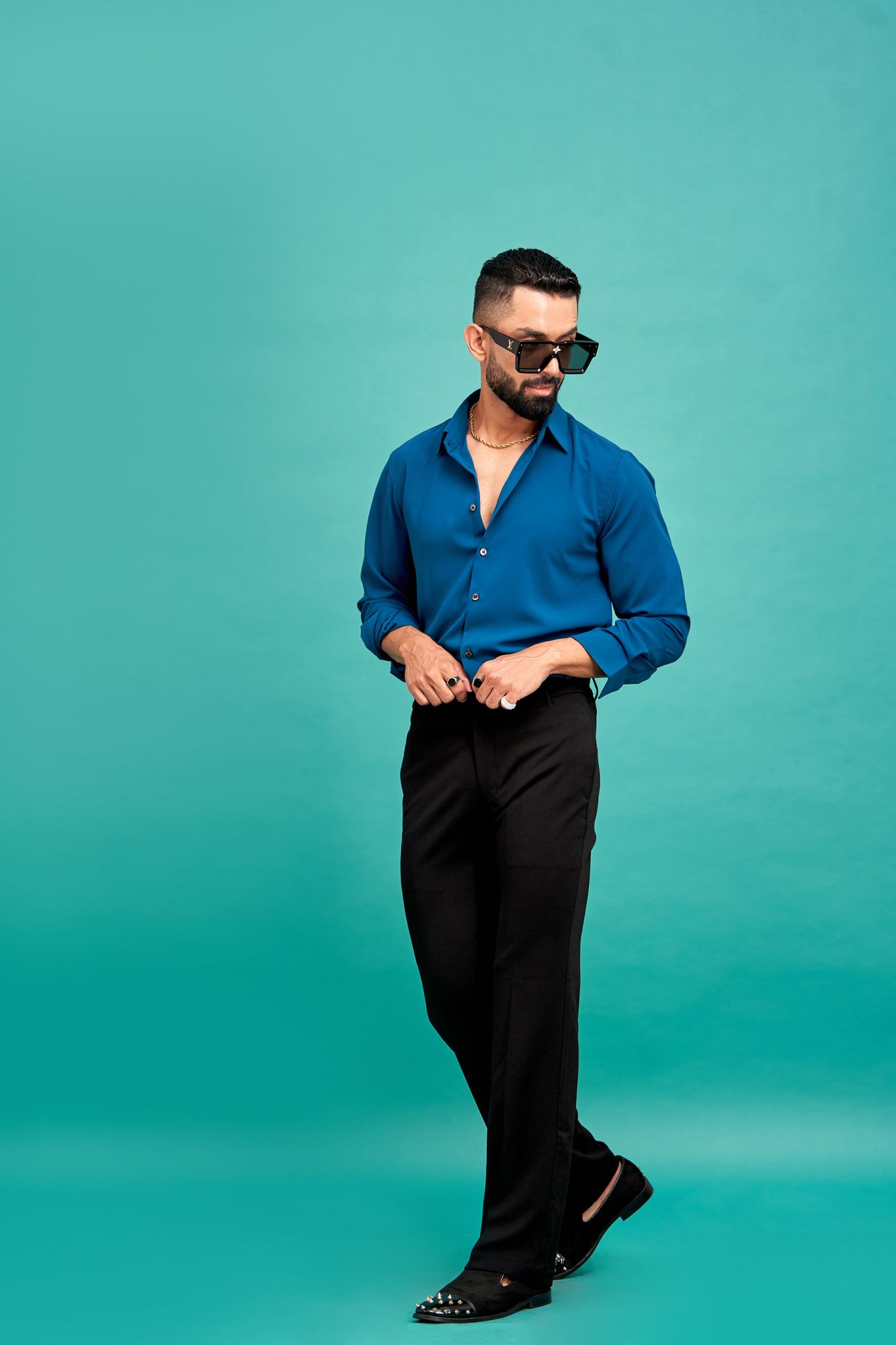 Flowing Gloster Shirt In Teal