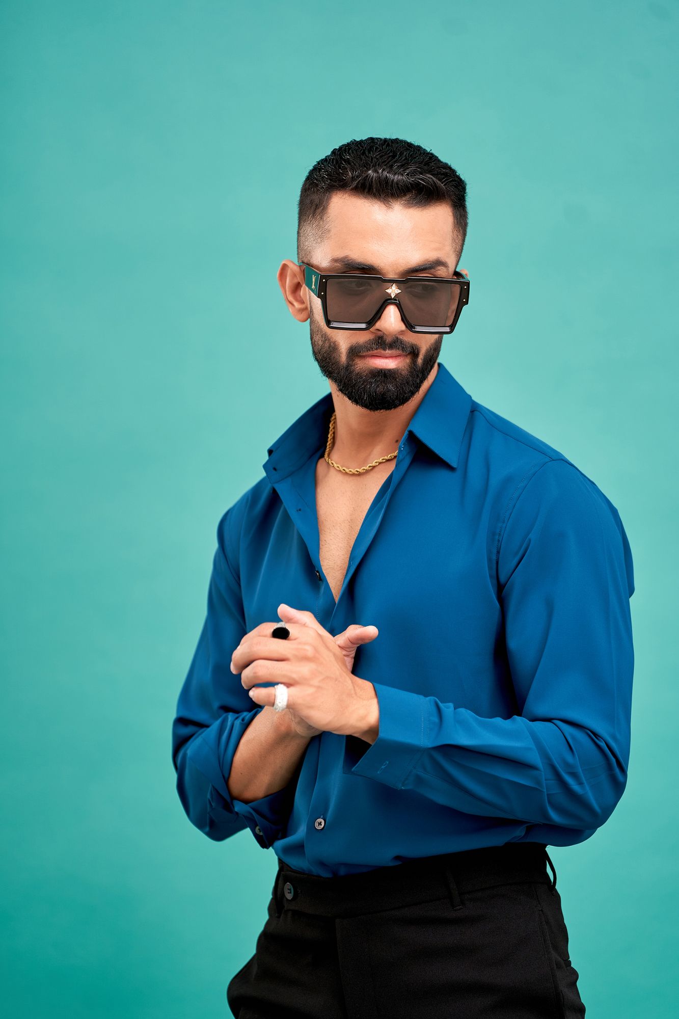 Flowing Gloster Shirt In Teal