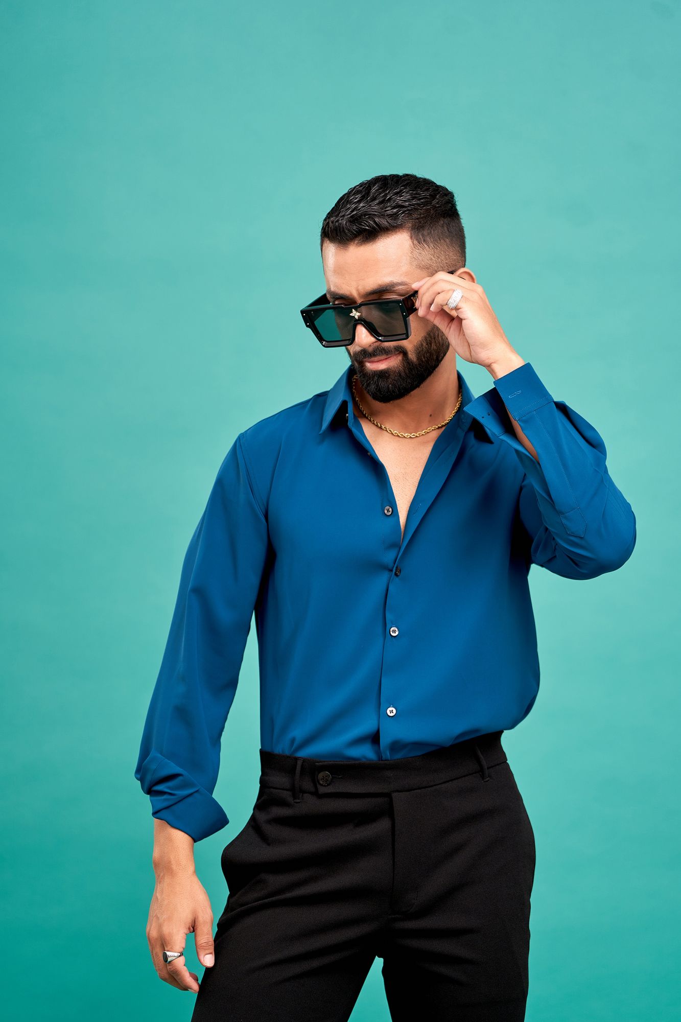 Flowing Gloster Shirt In Teal