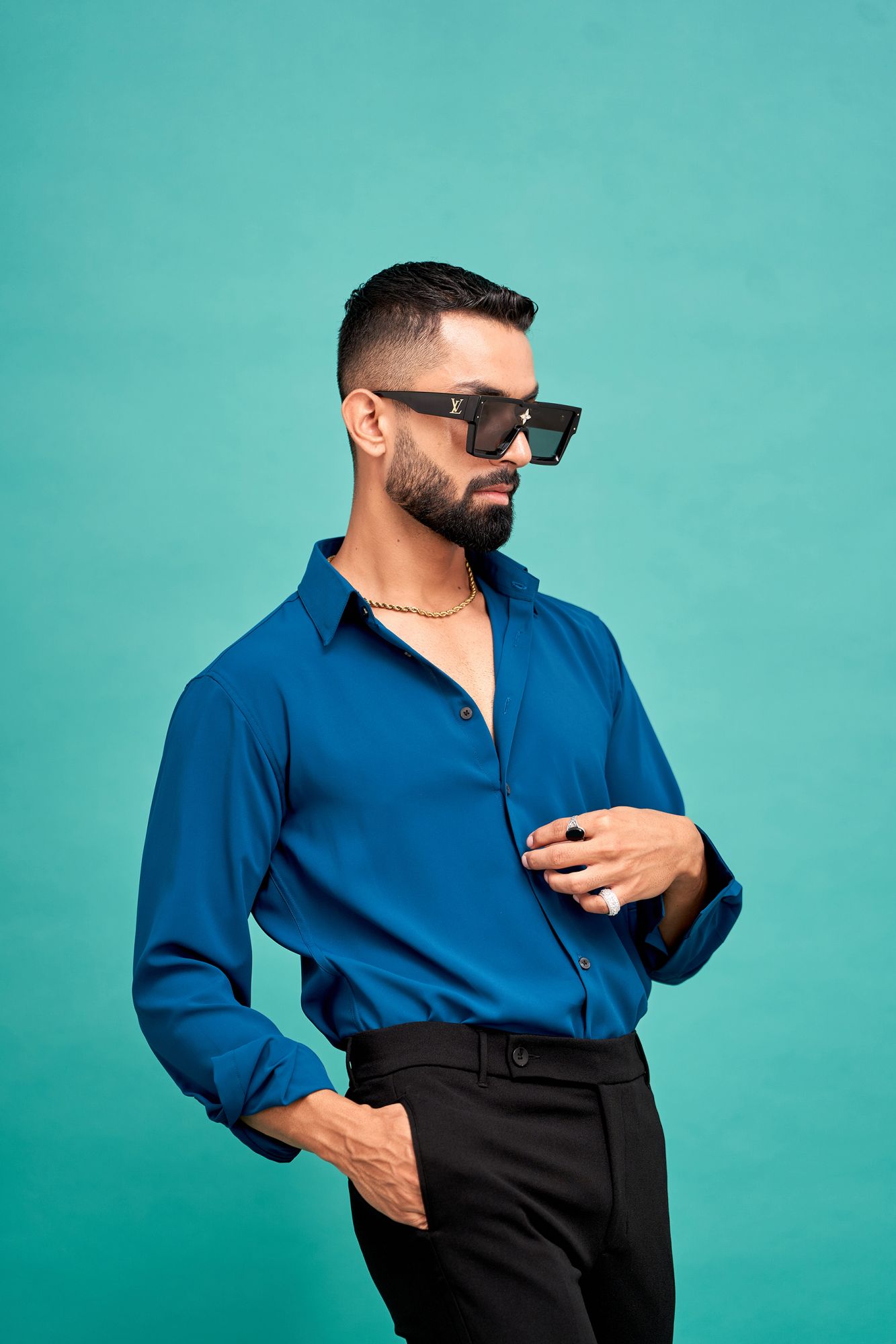 Flowing Gloster Shirt In Teal