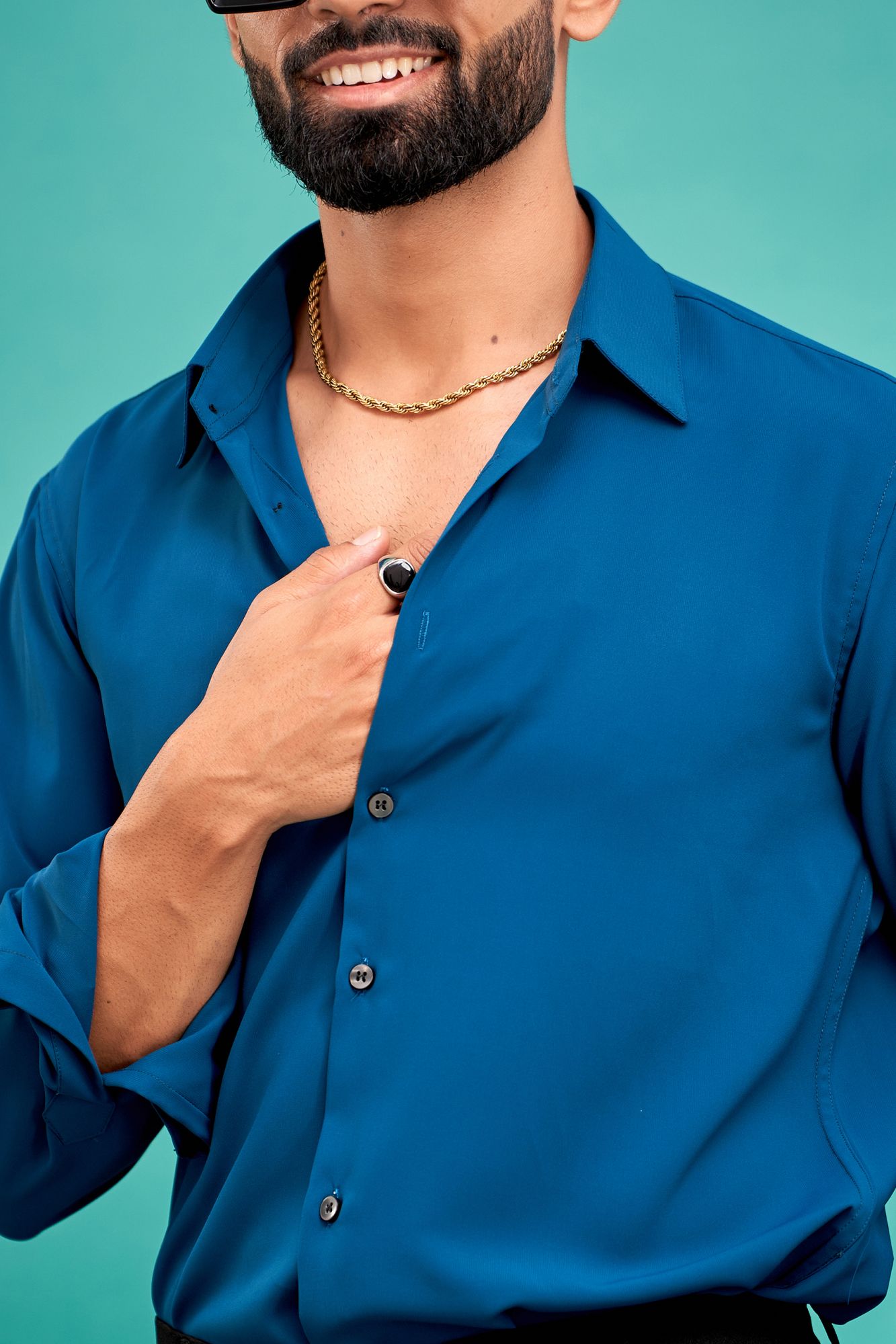 Flowing Gloster Shirt In Teal