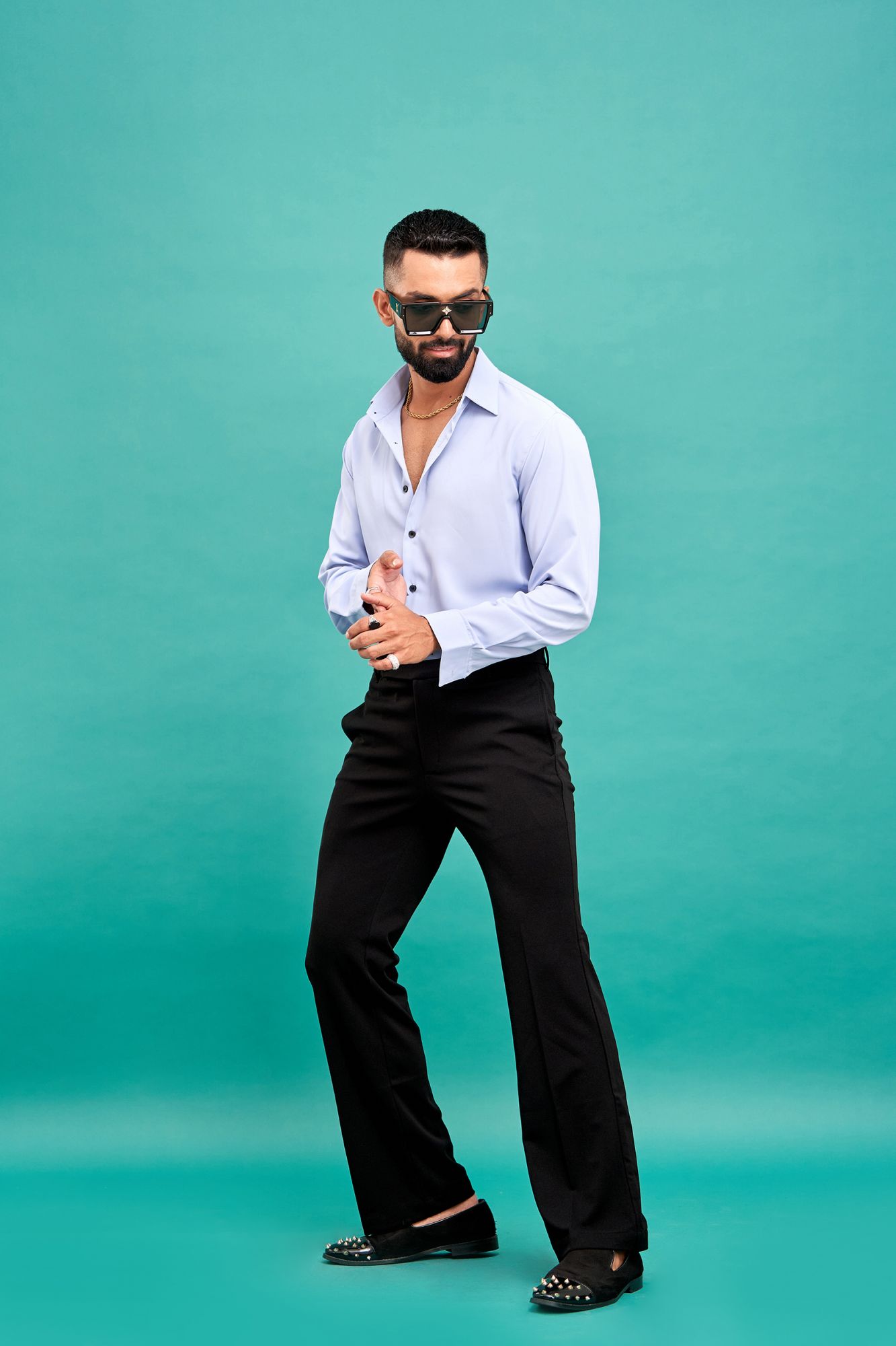 Flowing Gloster Shirt In Sky Blue