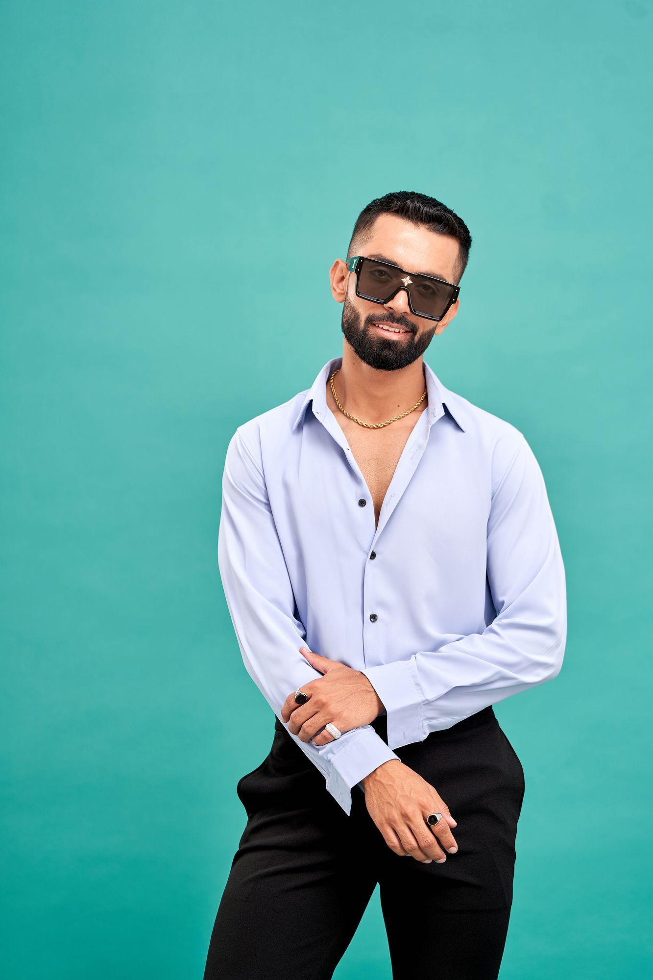 Flowing Gloster Shirt In Sky Blue