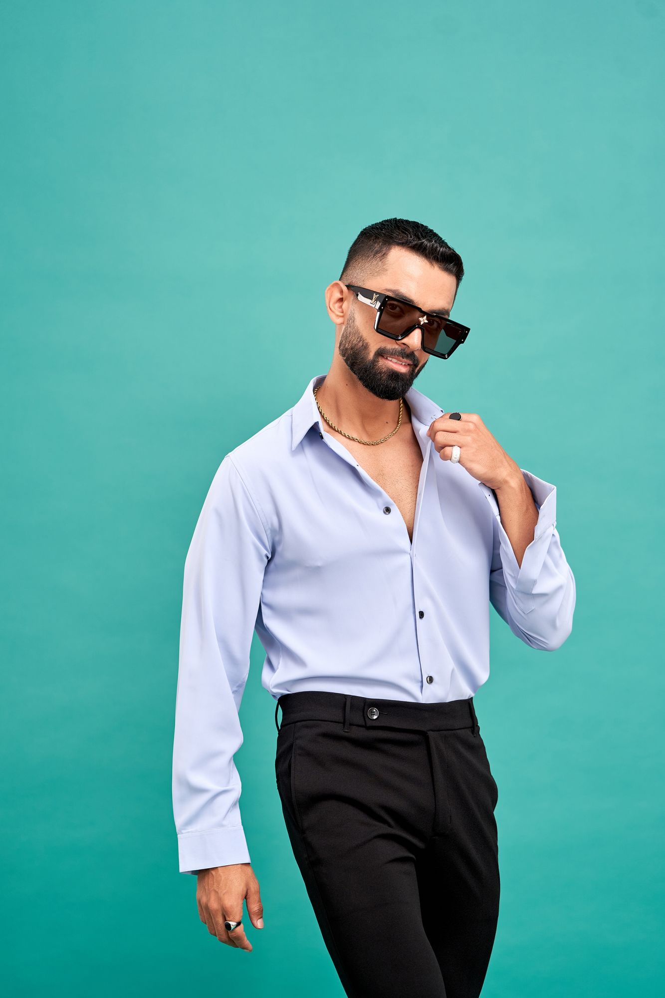 Flowing Gloster Shirt In Sky Blue