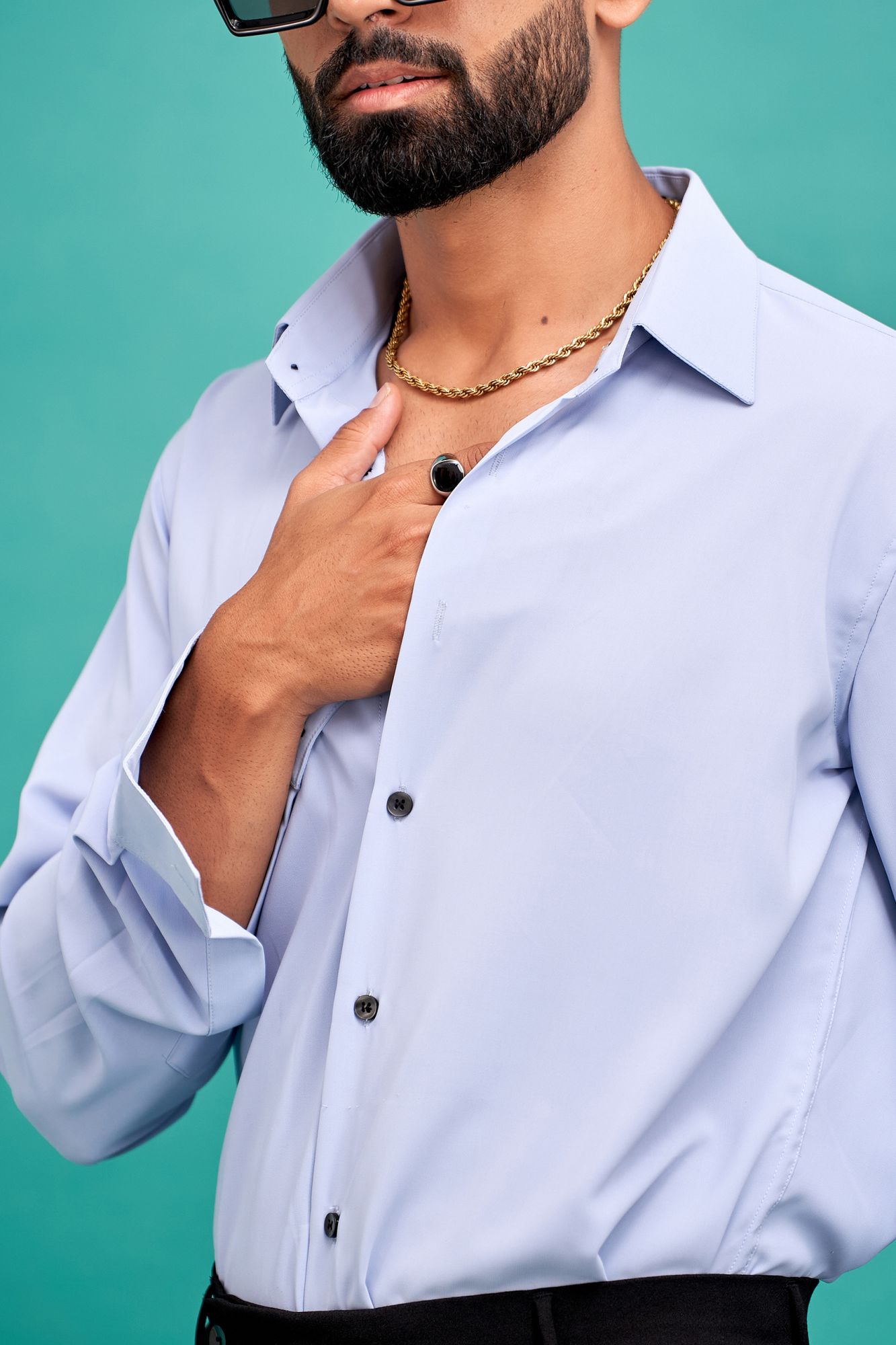 Flowing Gloster Shirt In Sky Blue