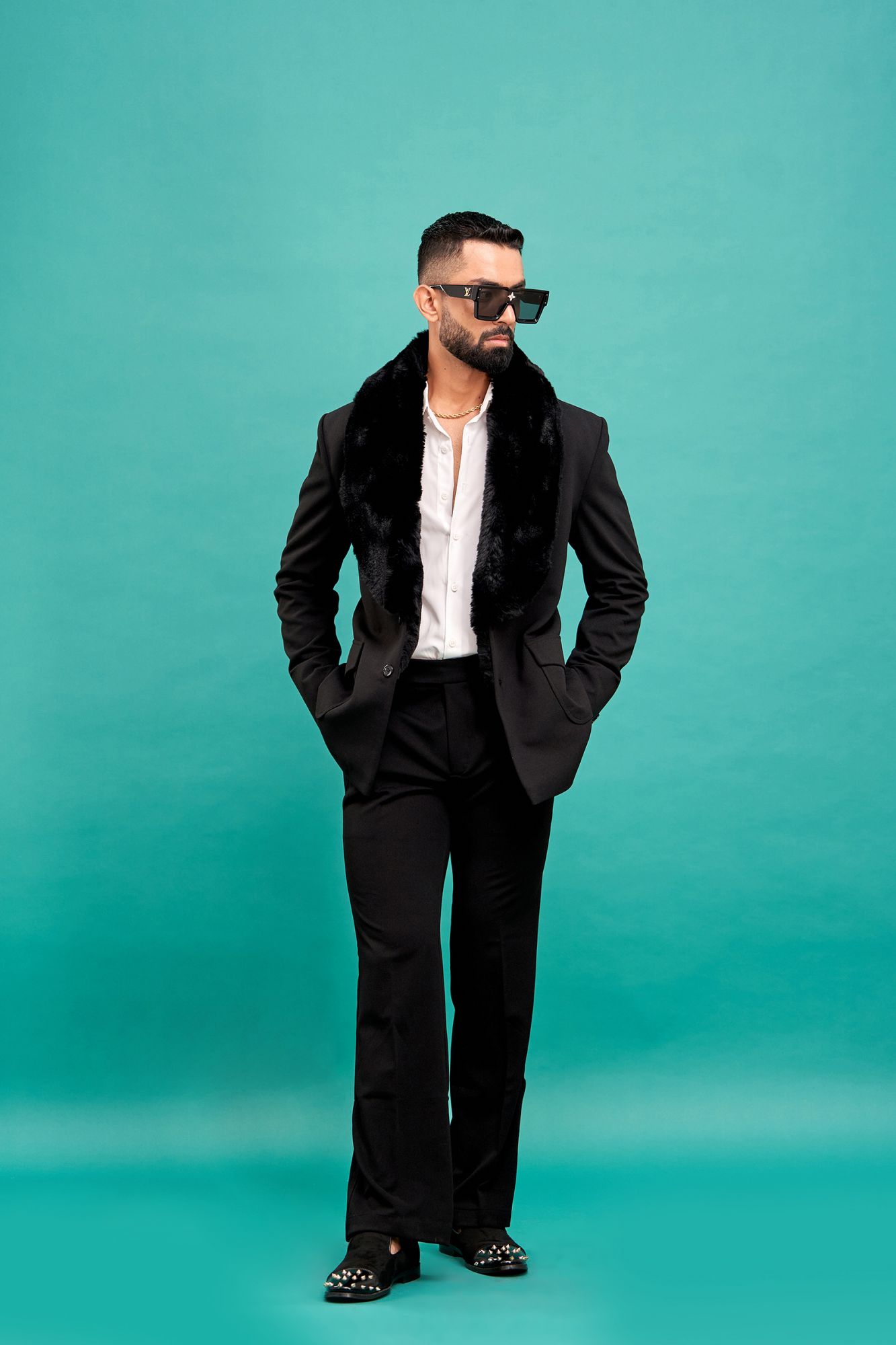 Black Fur Blazer