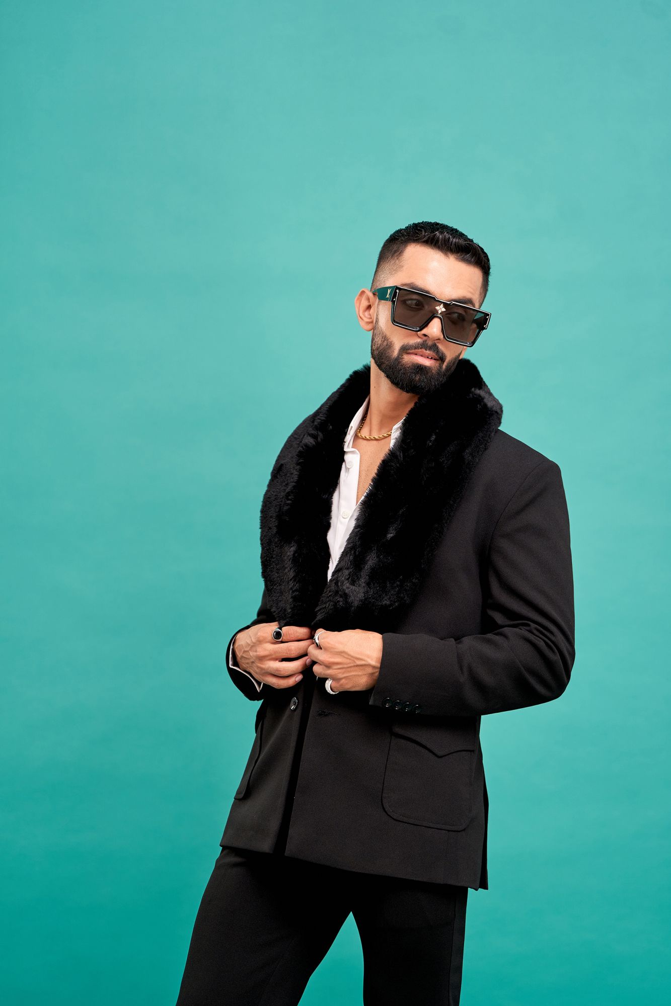 Black Fur Blazer