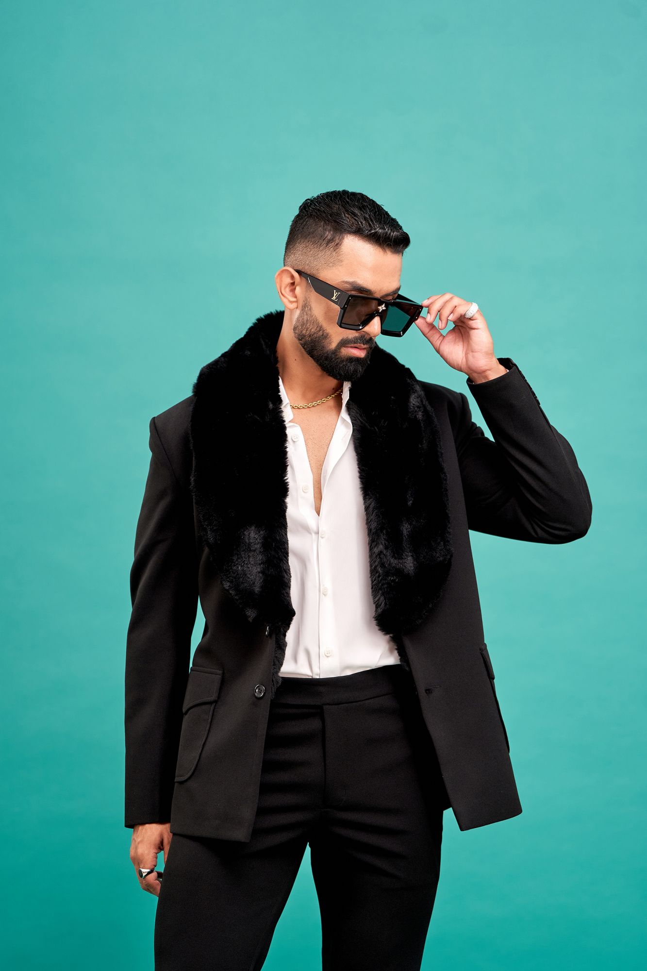 Black Fur Blazer