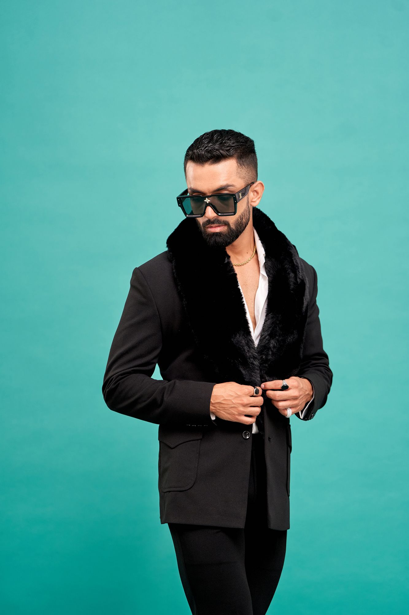 Black Fur Blazer