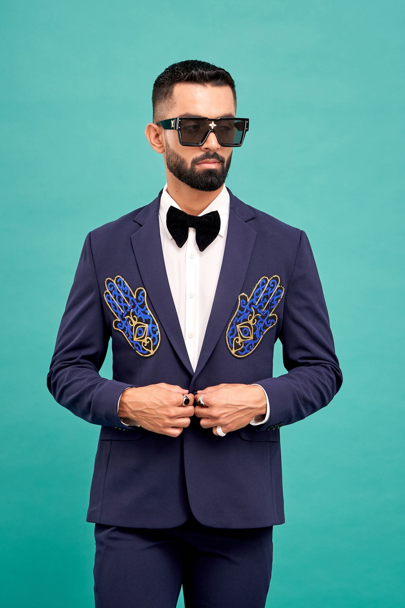 Blue Patch Tuxedo Blazer