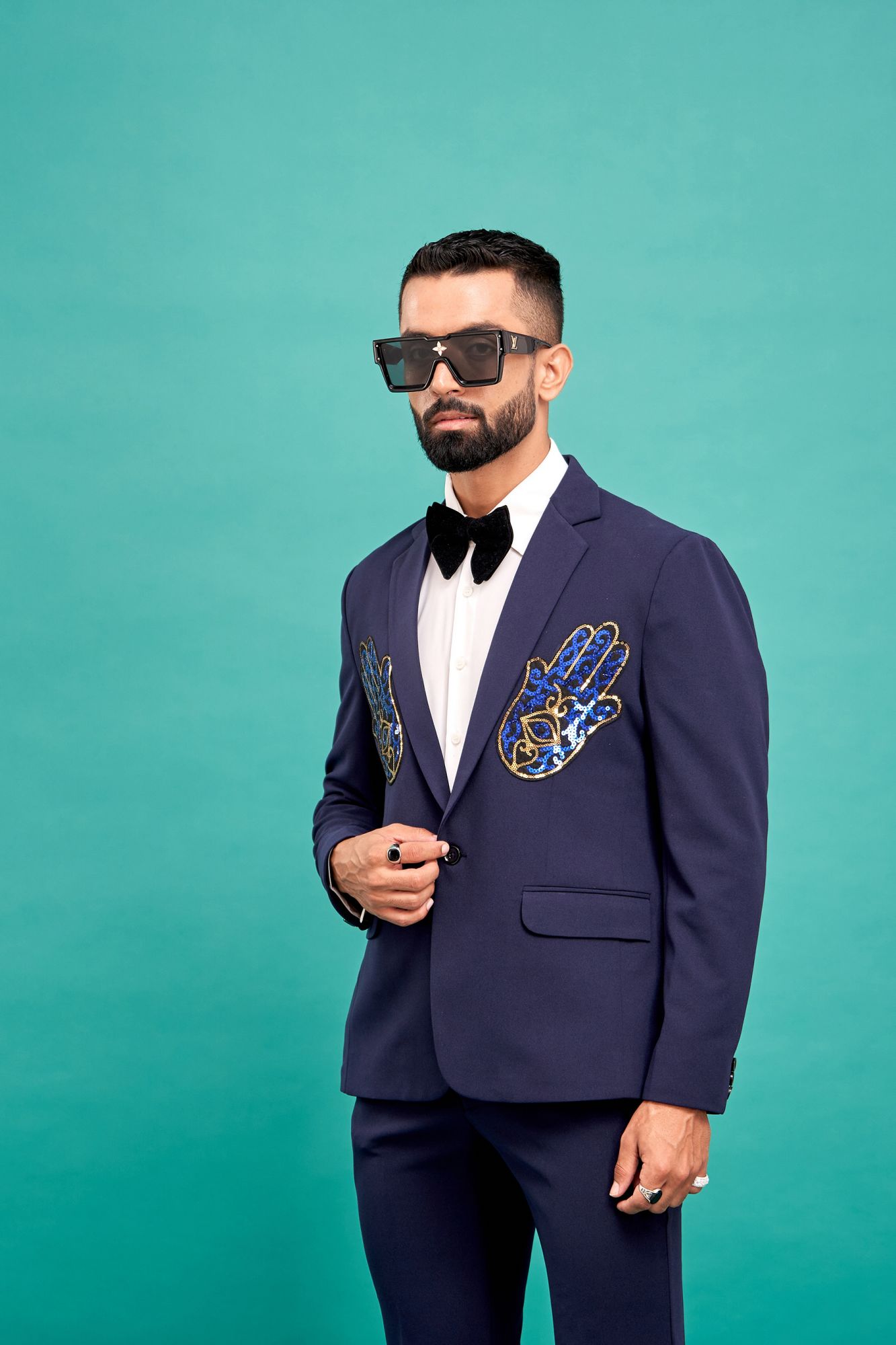 Blue Patch Tuxedo Blazer
