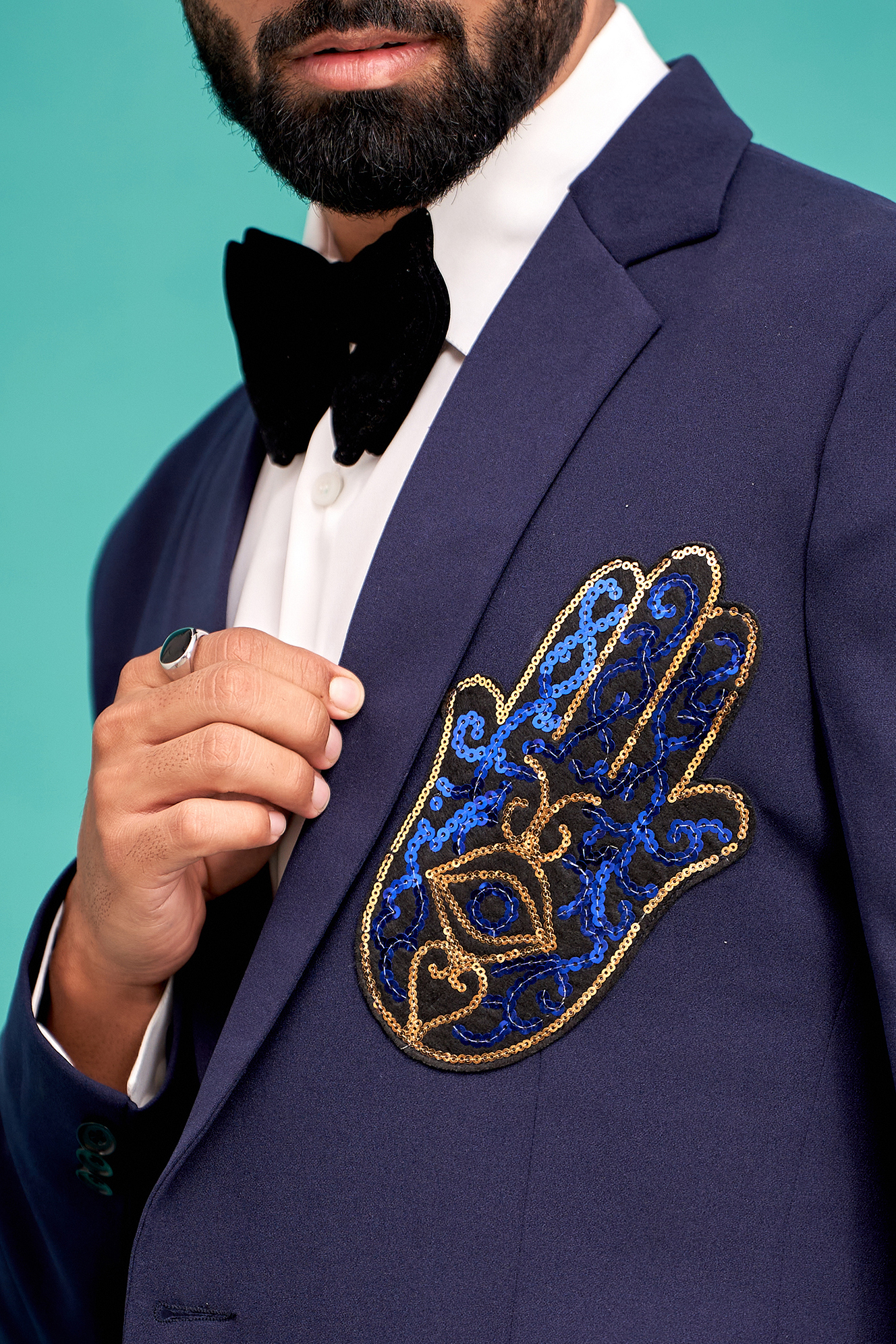 Blue Patch Tuxedo Blazer