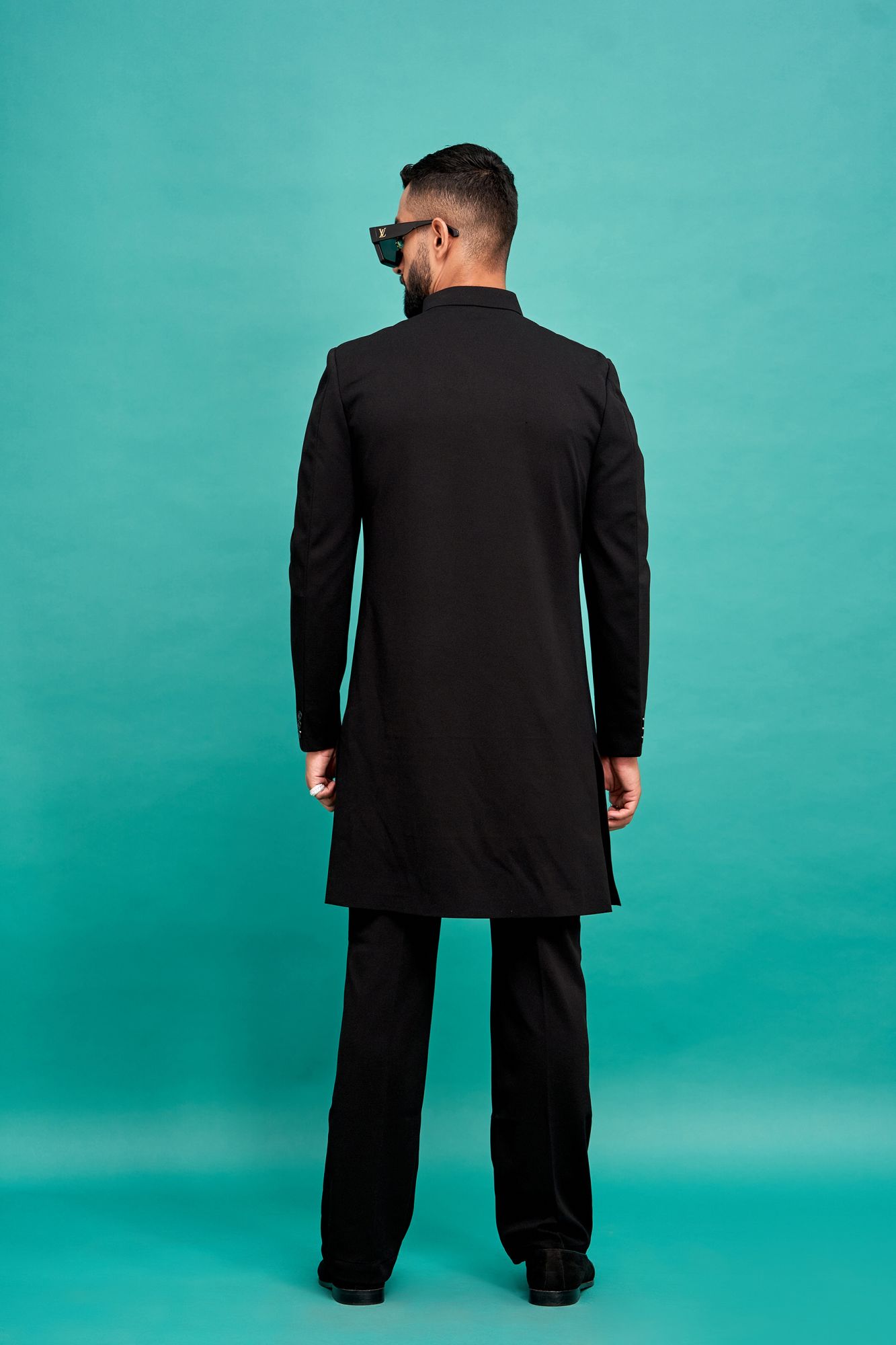 Deer Patch Bandhgala In Black