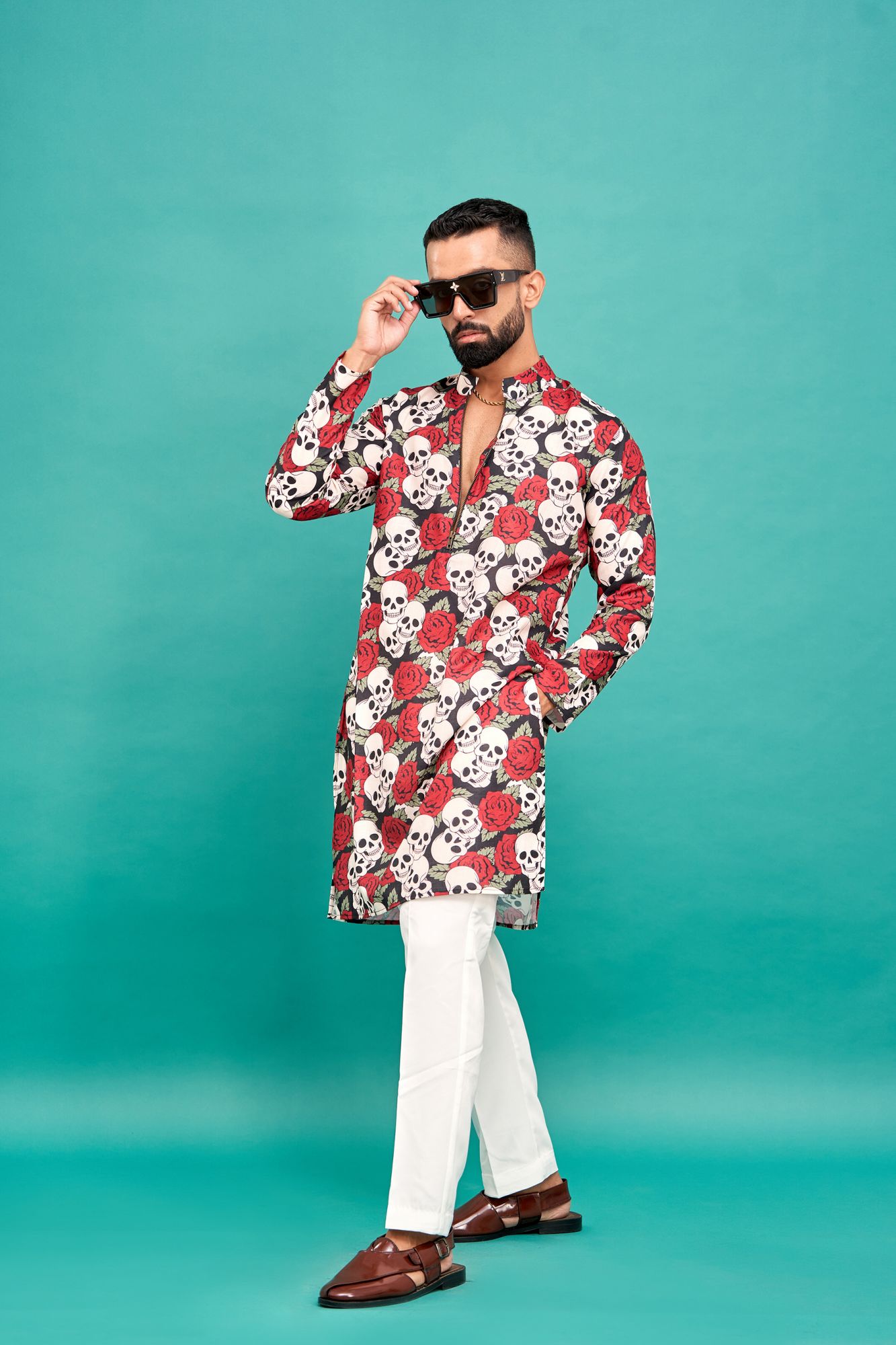Skull Print Chained Up Kurta