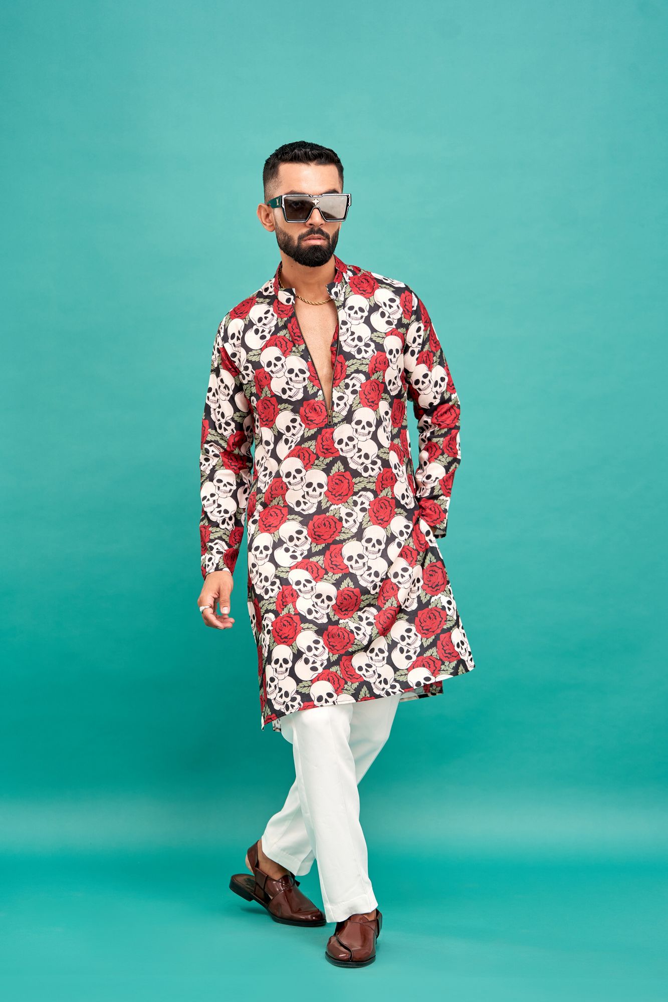 Skull Print Chained Up Kurta