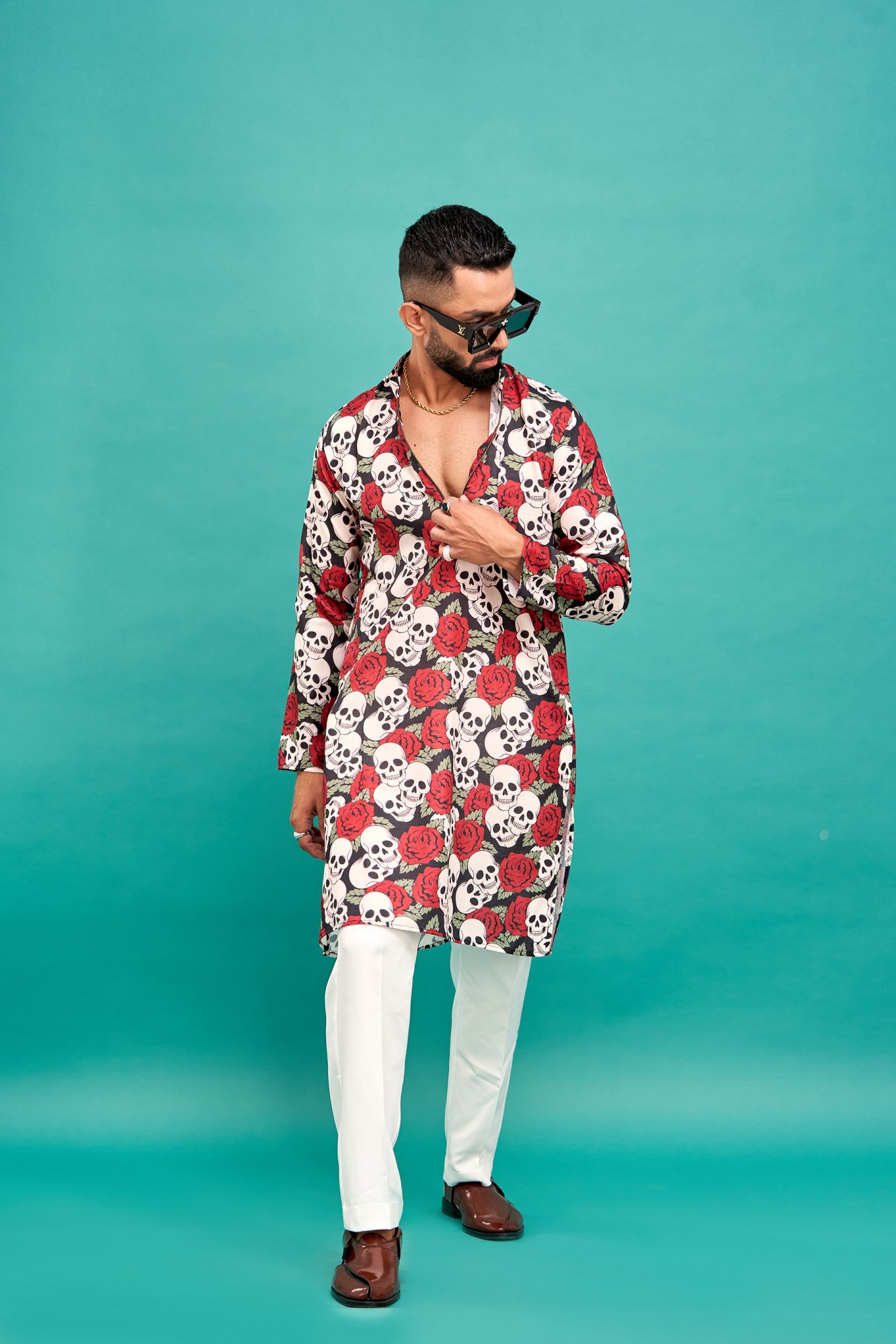 Skull Print Chained Up Kurta