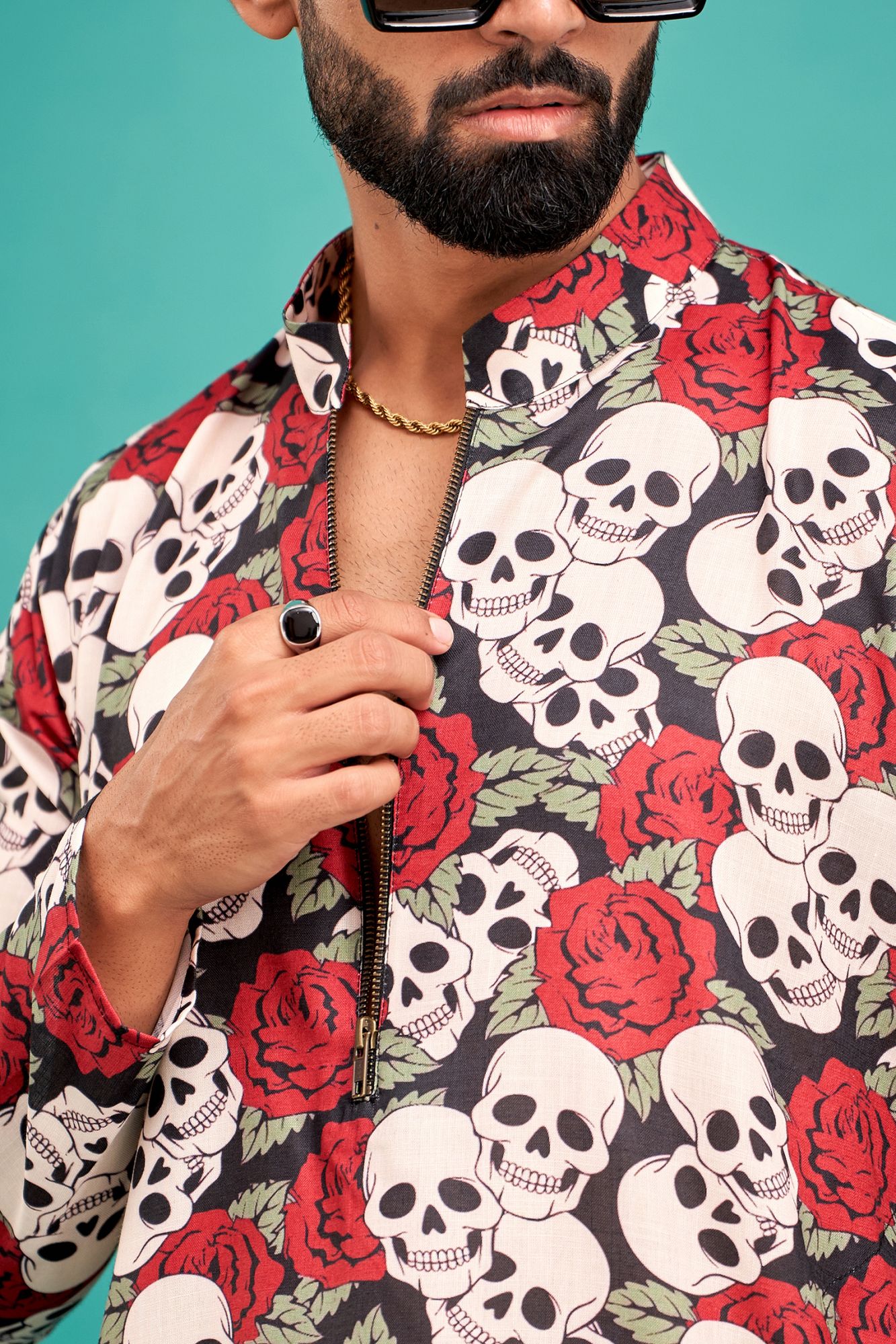 Skull Print Chained Up Kurta