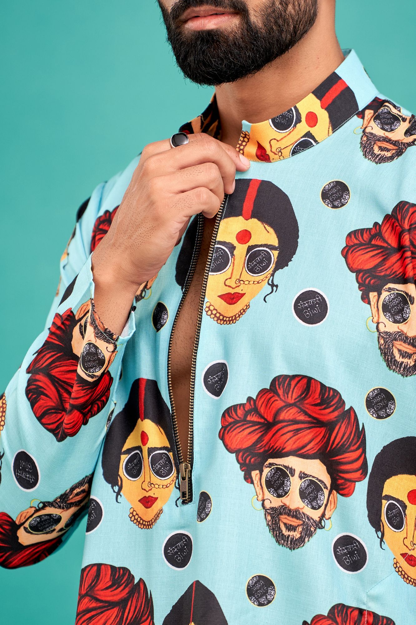 Gabru Print Chain Up Kurta