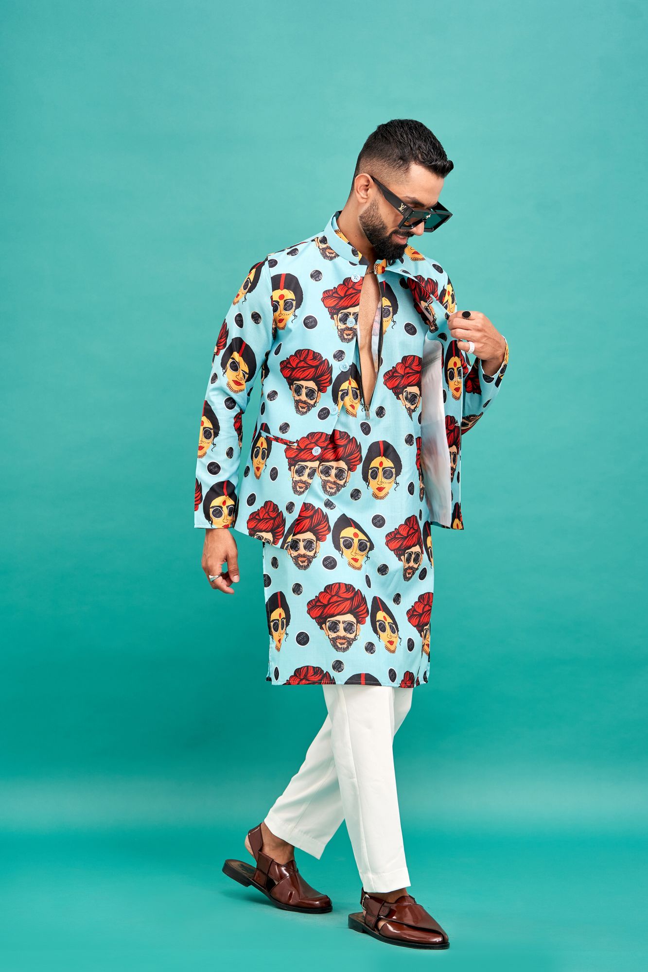 Gabru Print Chain Up Kurta