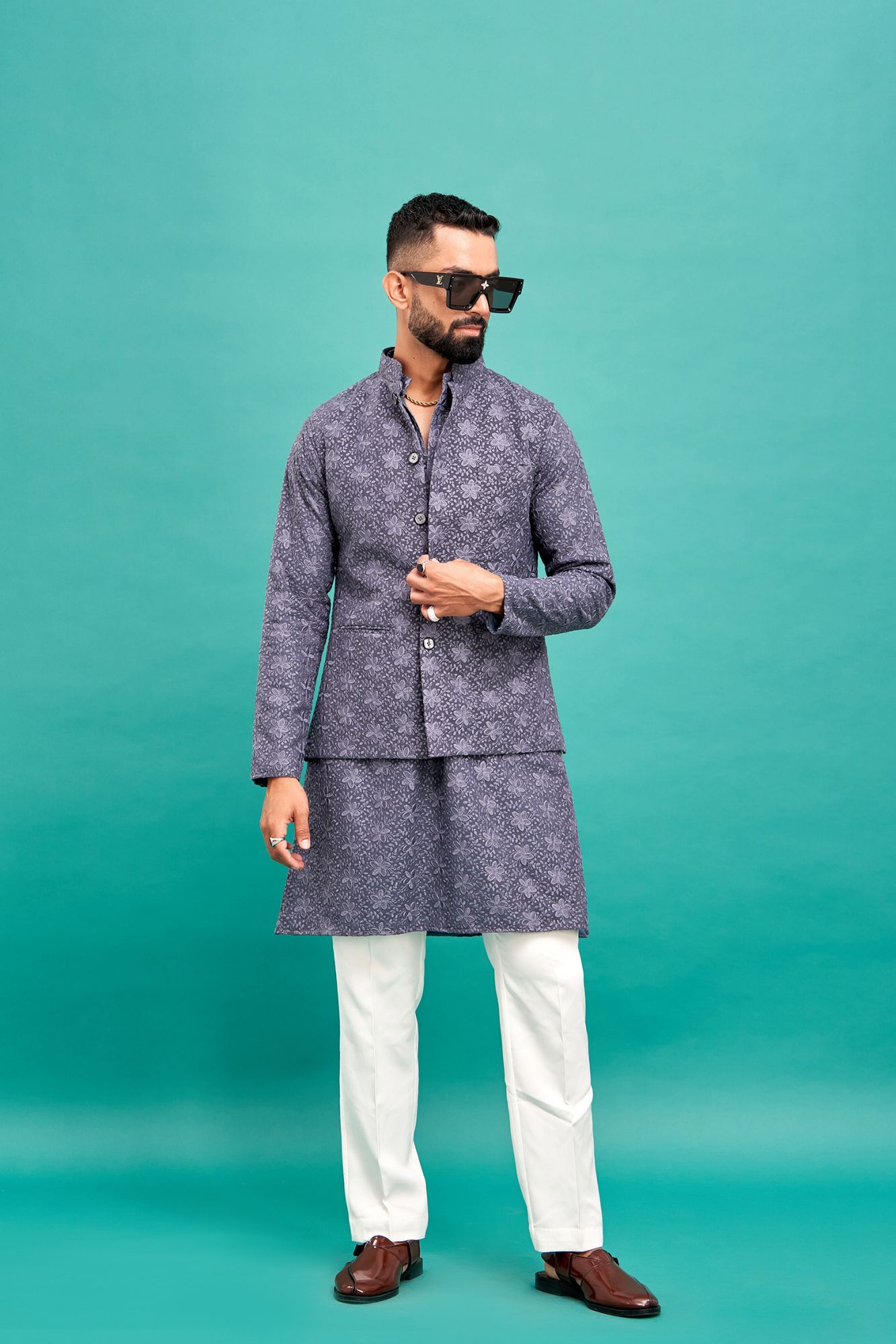 Chikankari Jacket In Livid