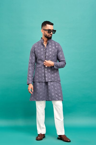 Chikankari Jacket In Livid