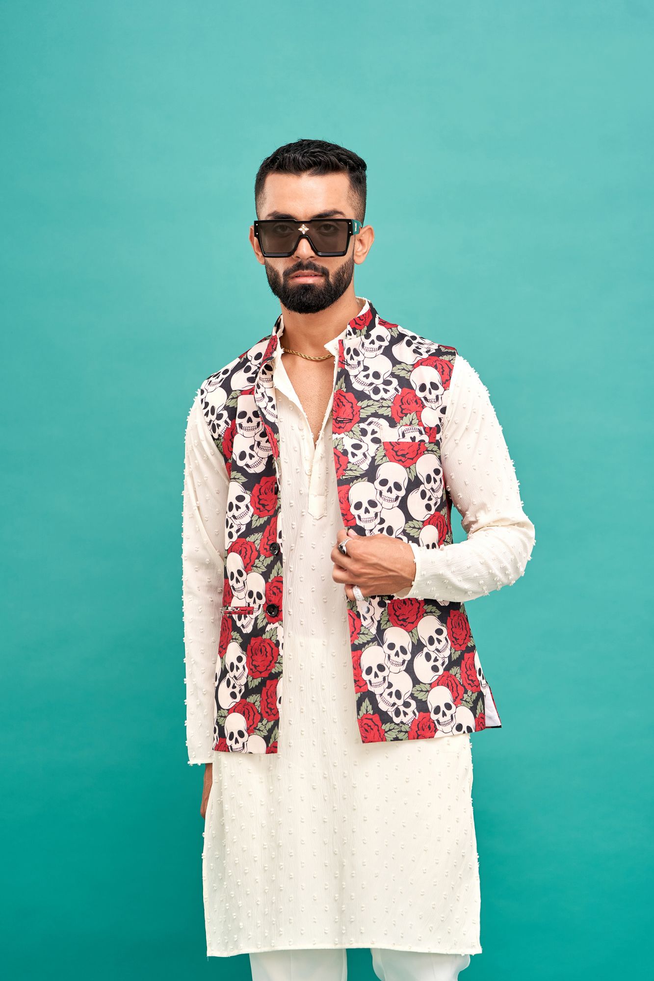 Skull Rose Print Jacket