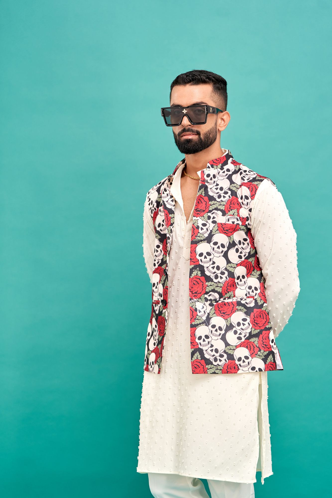 Skull Rose Print Jacket