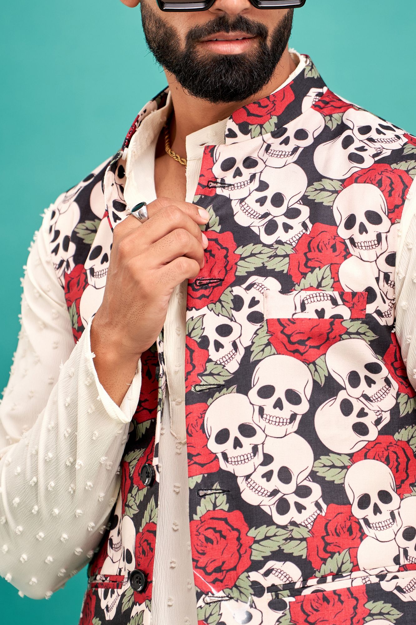 Skull Rose Print Jacket