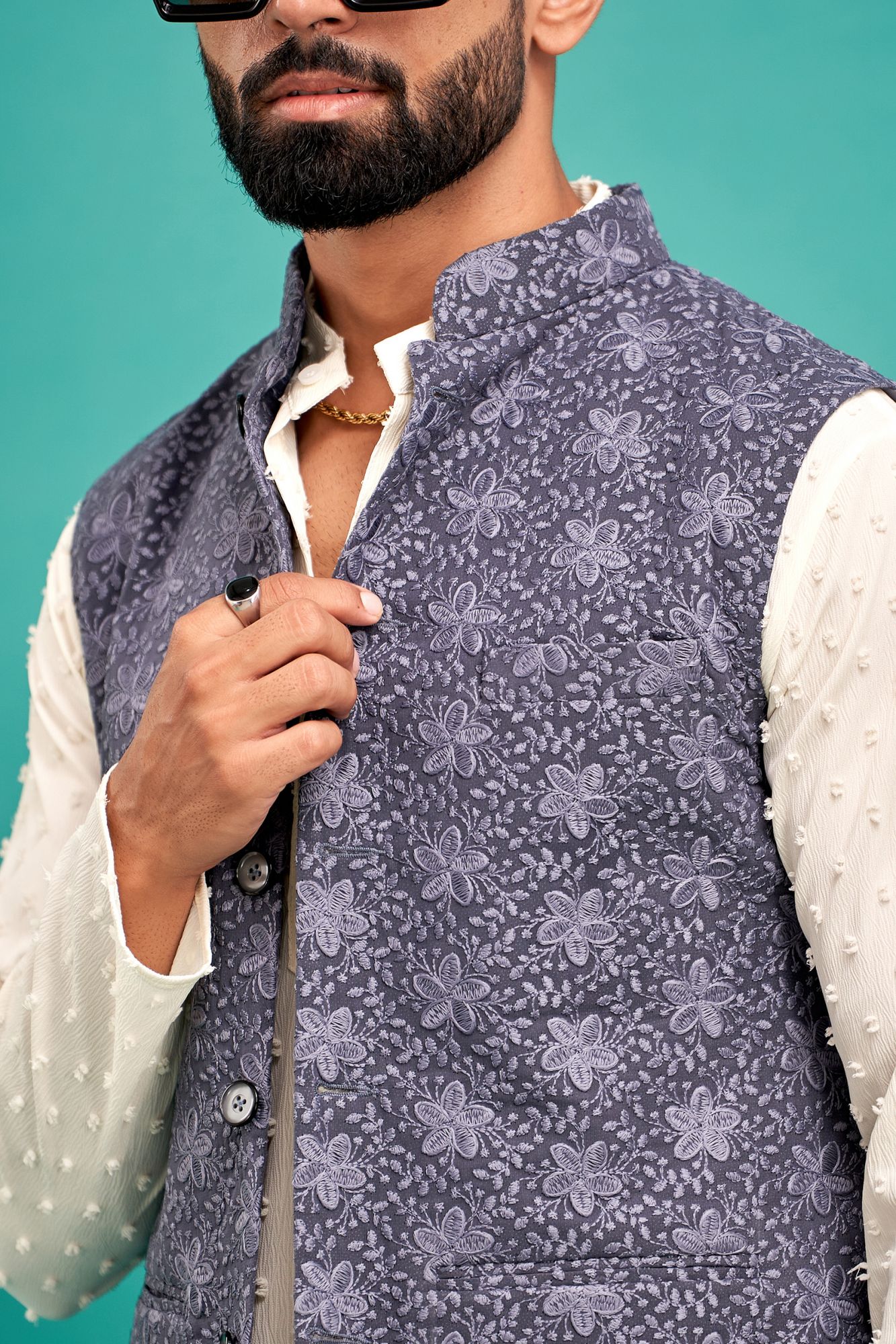 Chikankari Jacket In Livid