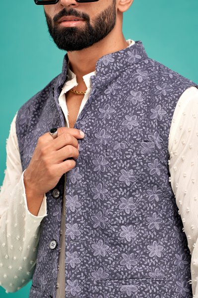 Chikankari Jacket In Livid
