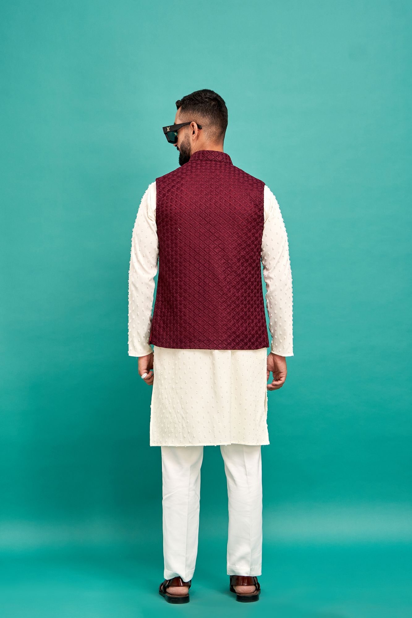 Chikankari Jacket In Wine