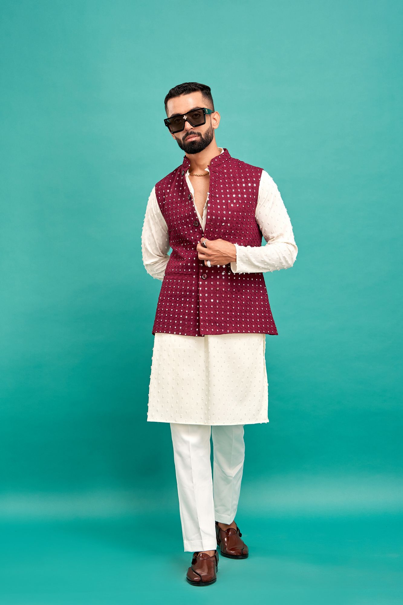 Mirror Work Jacket In Wine