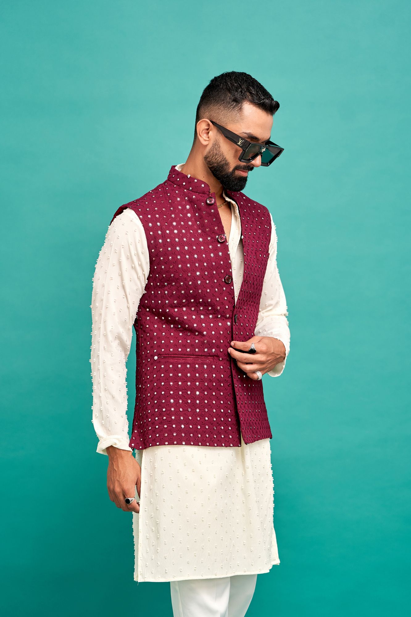 Mirror Work Jacket In Wine