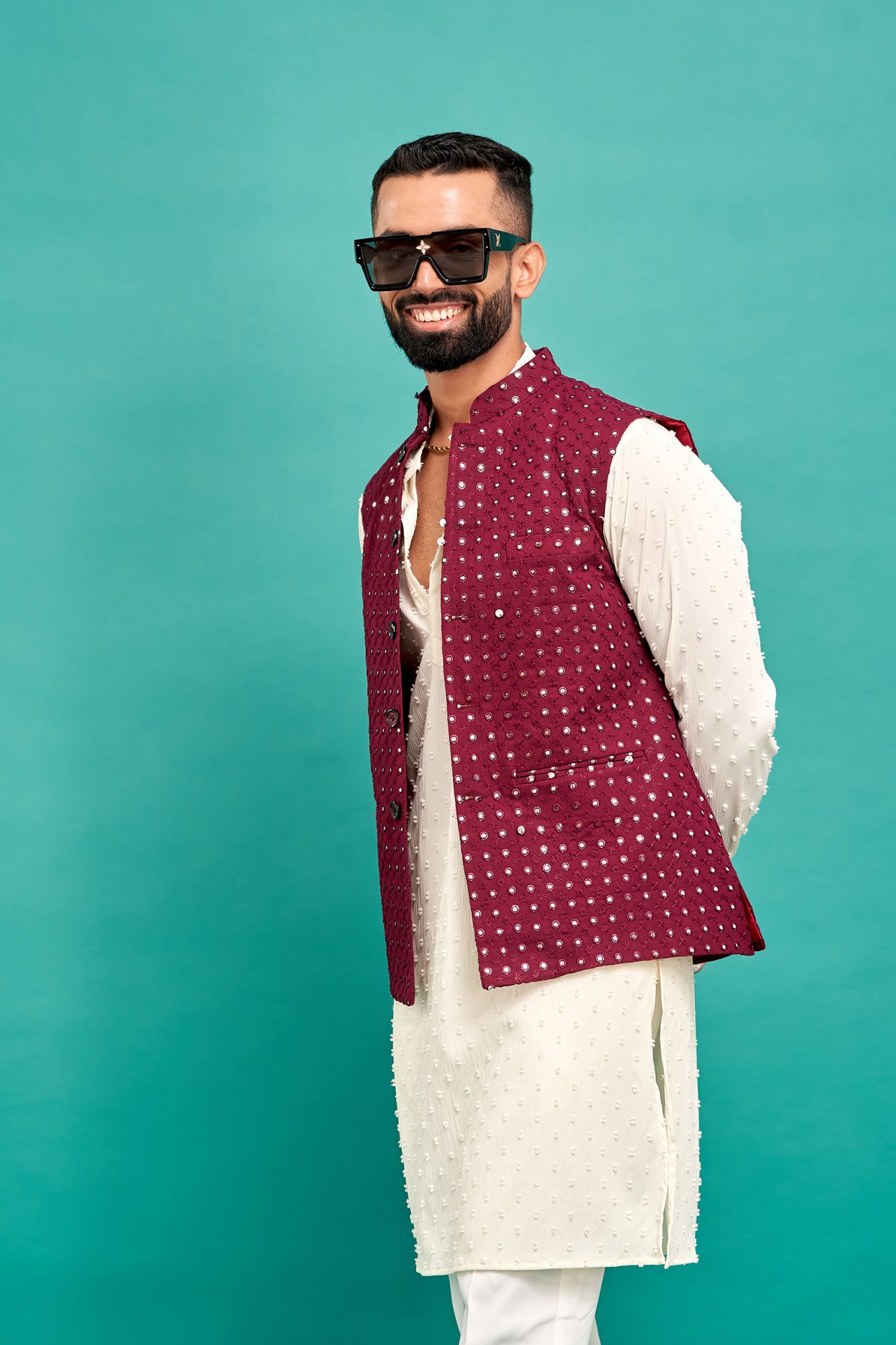 Mirror Work Jacket In Wine