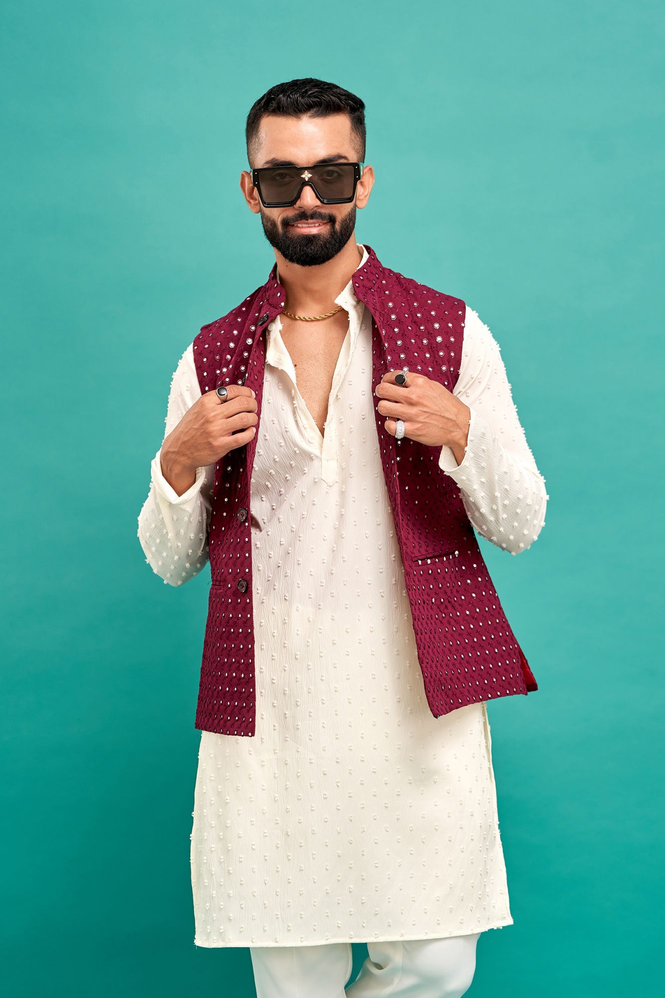 Mirror Work Jacket In Wine