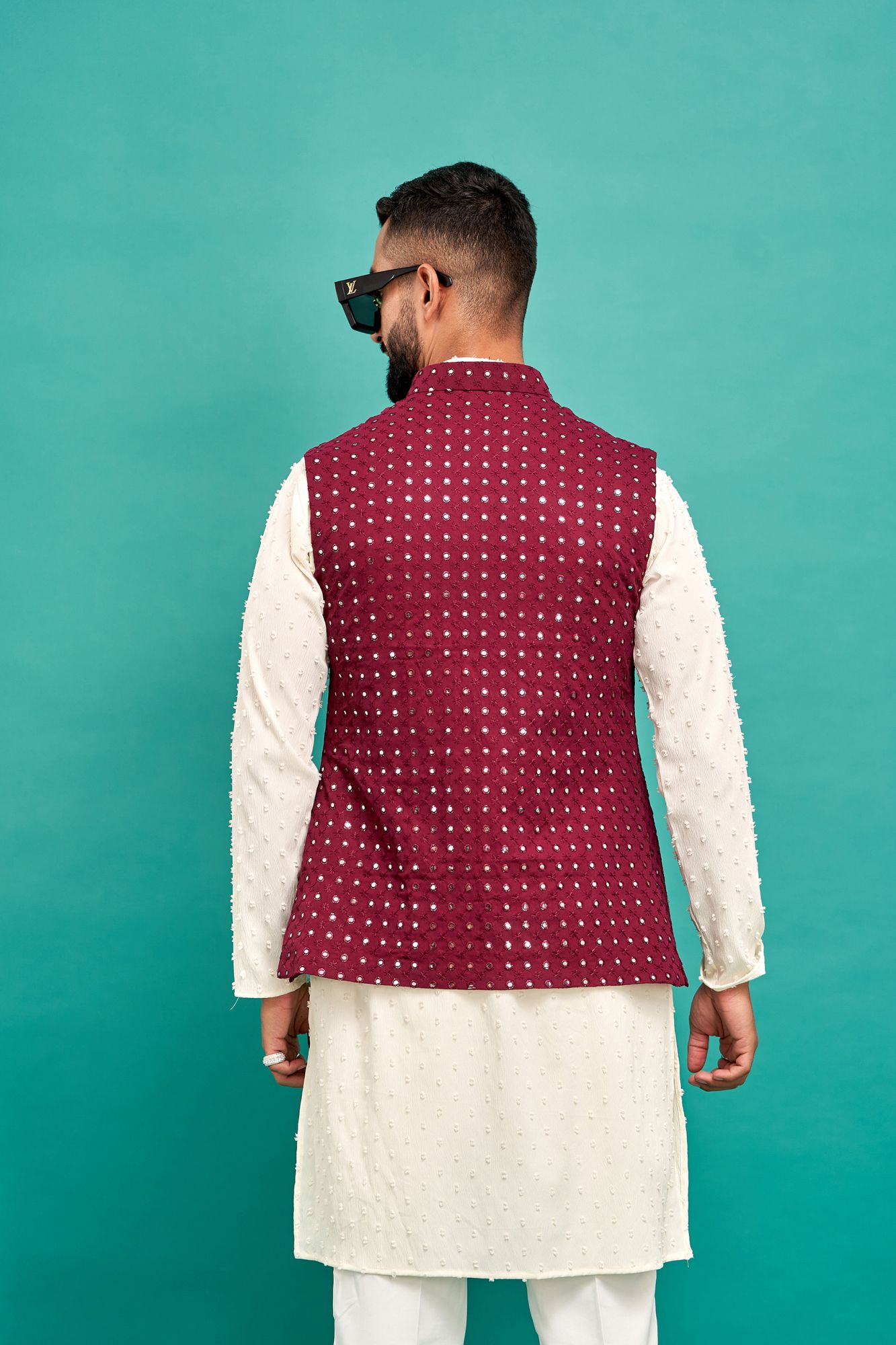 Mirror Work Jacket In Wine