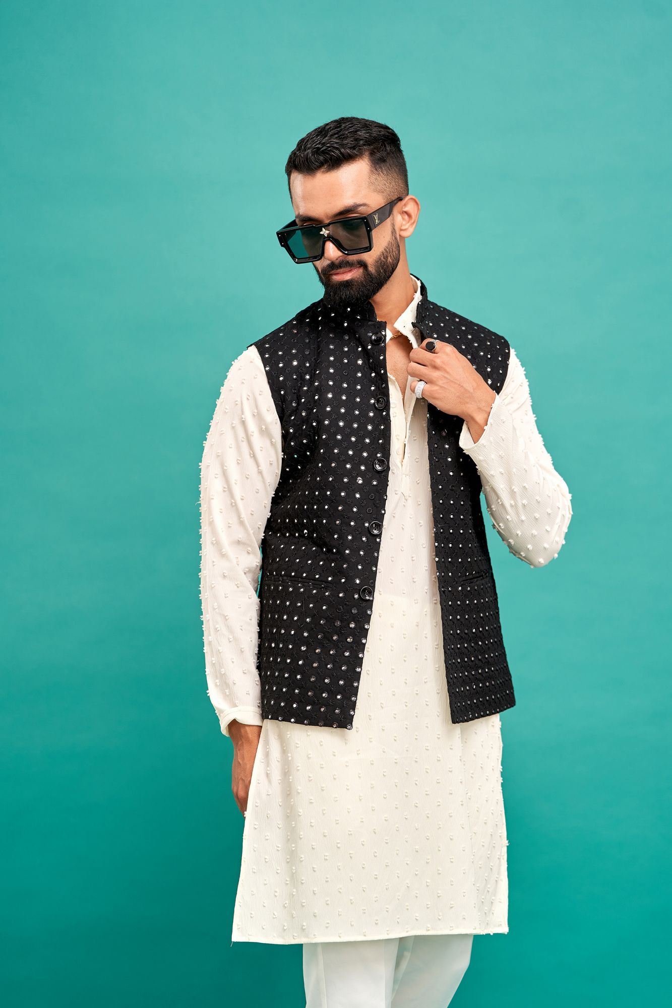 Mirror Work Jacket In Black