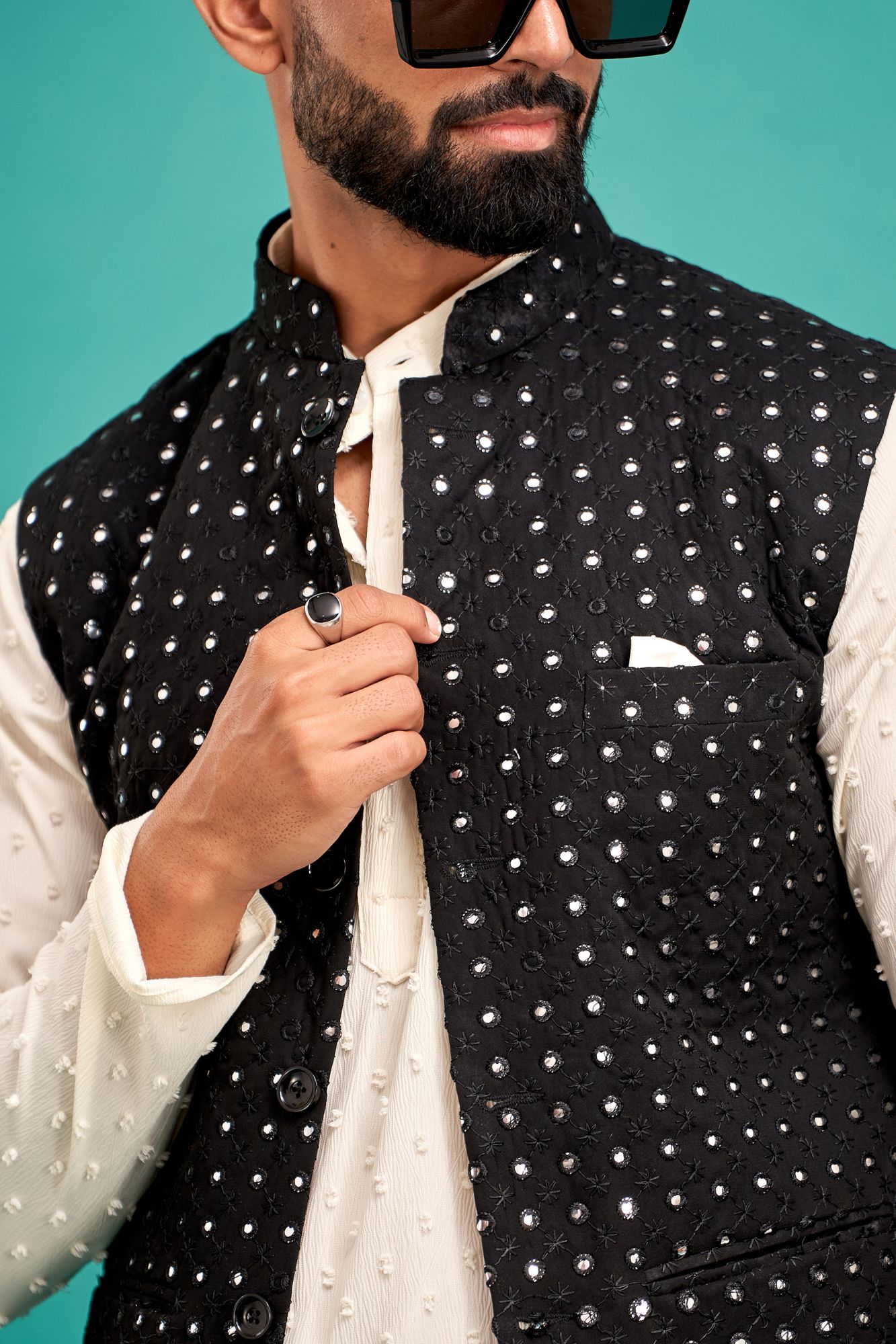 Mirror Work Jacket In Black