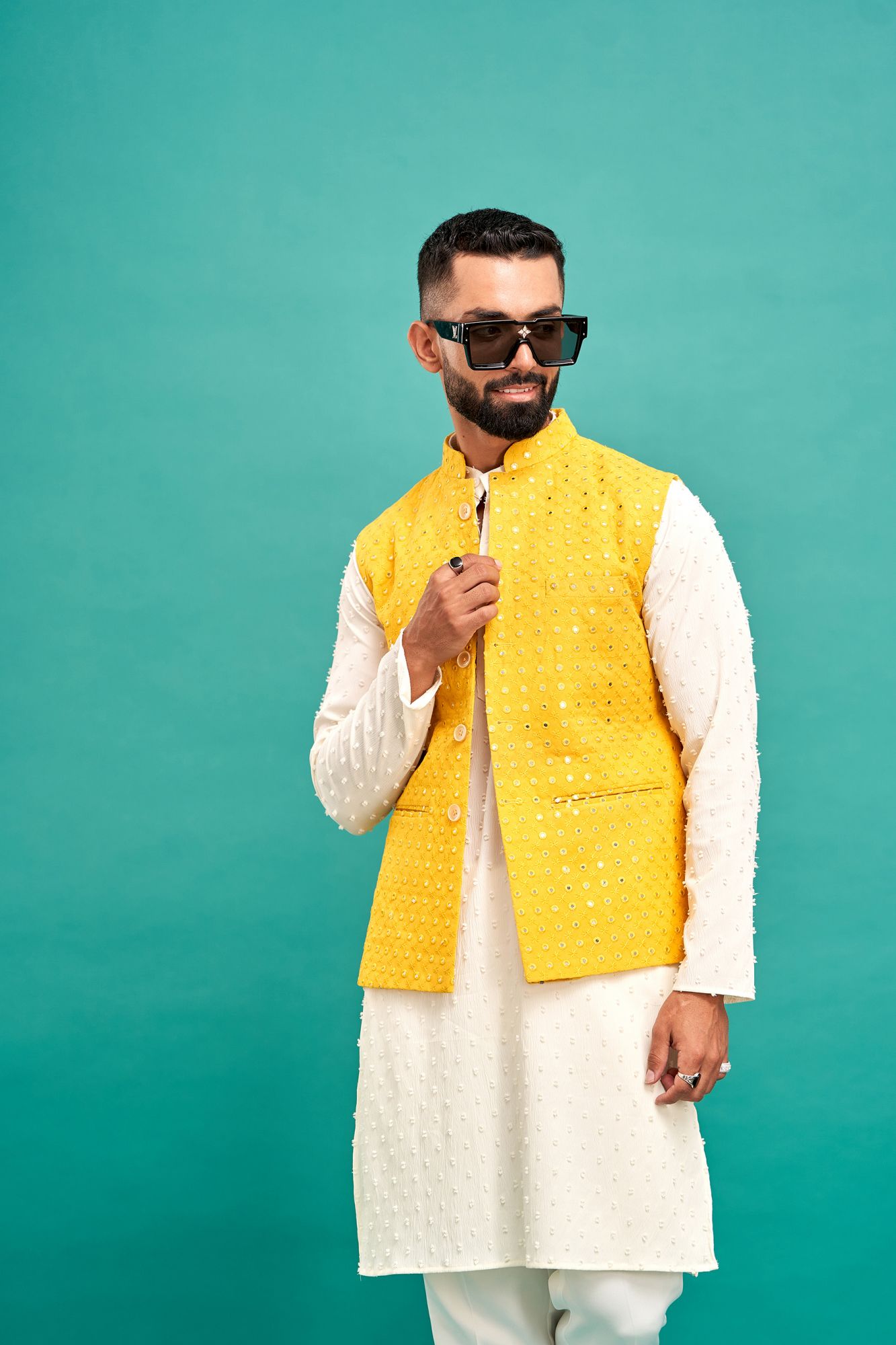 Mirror Work Jacket In Yellow