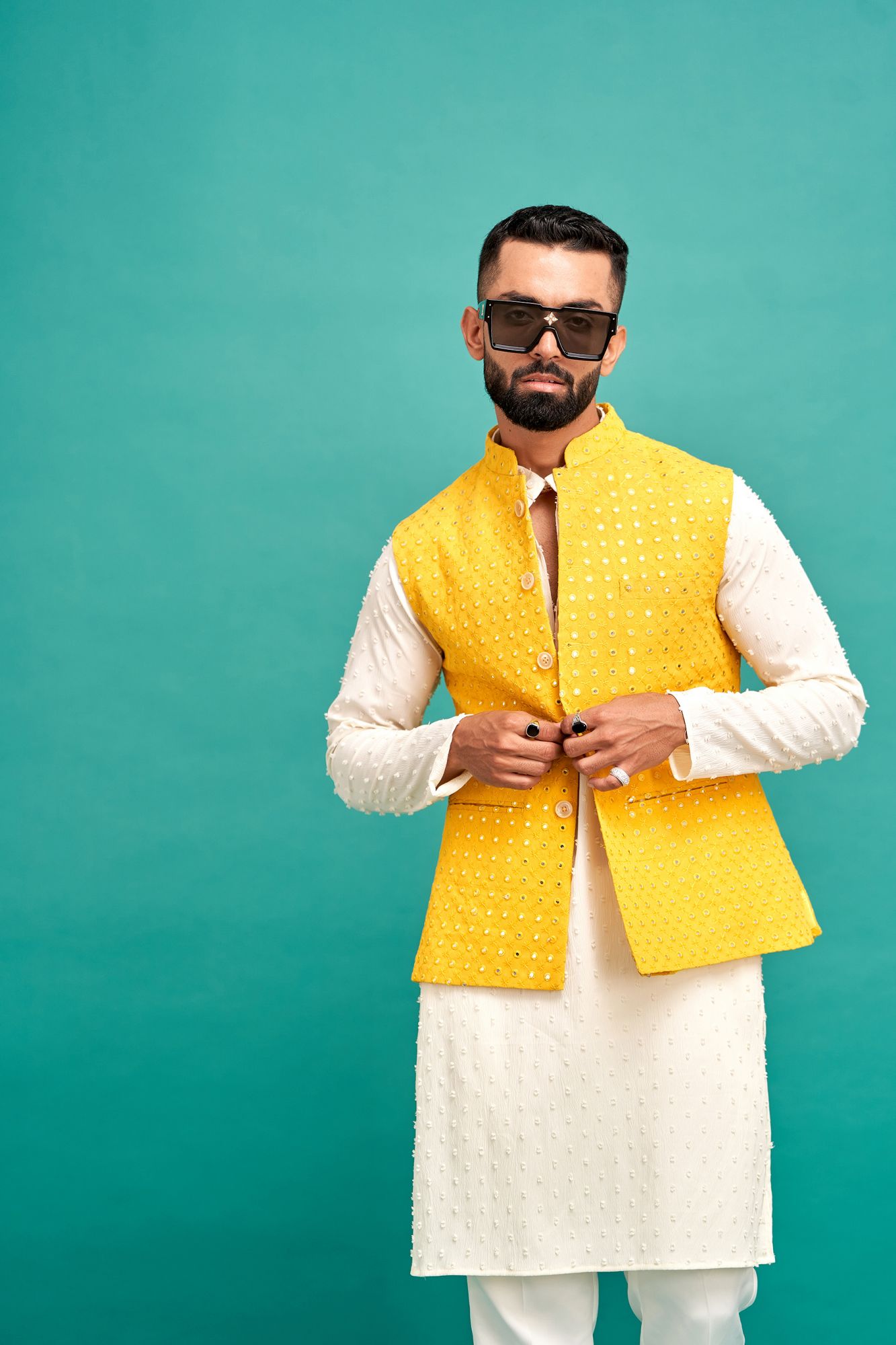 Mirror Work Jacket In Yellow