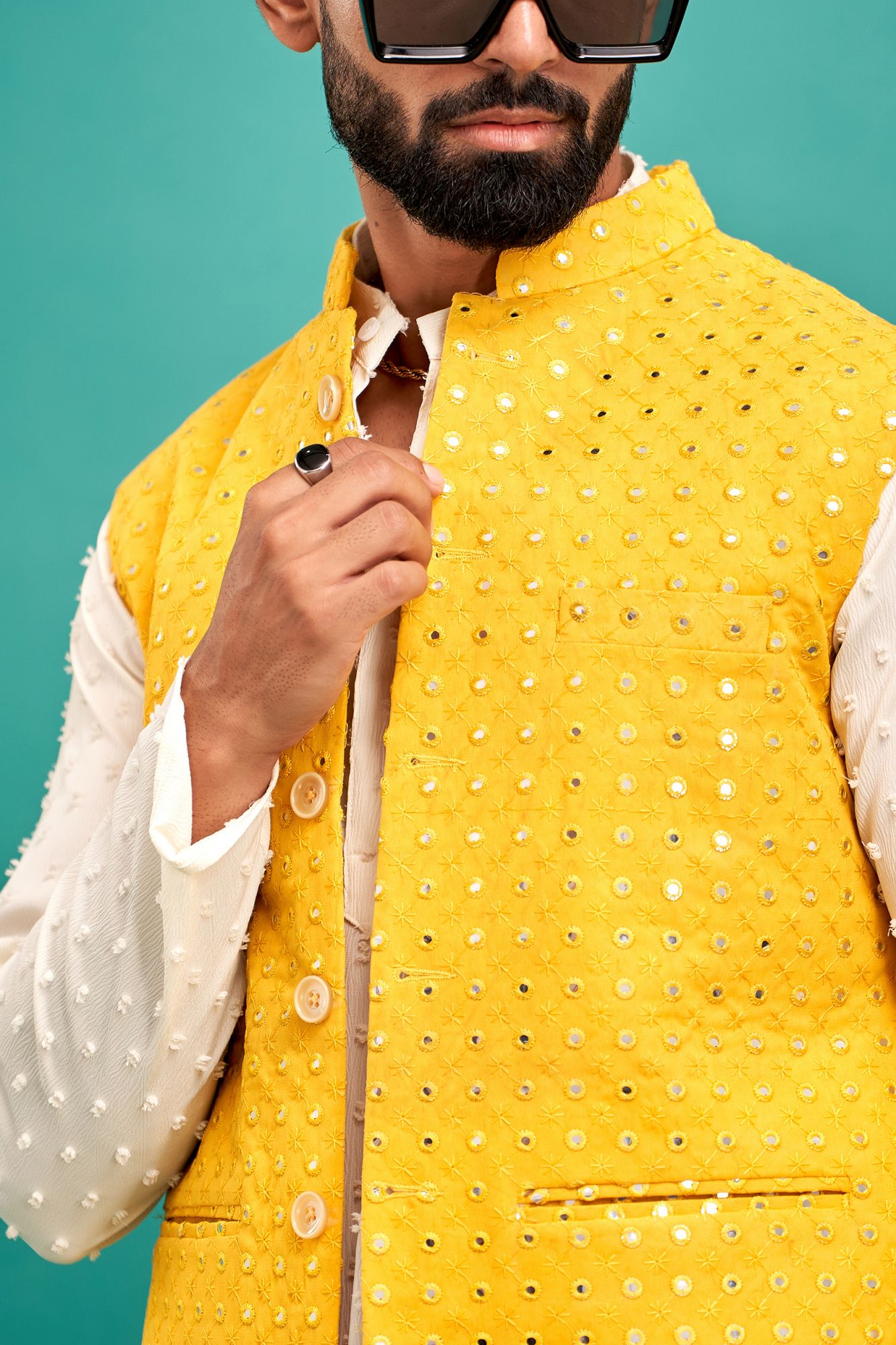 Mirror Work Jacket In Yellow