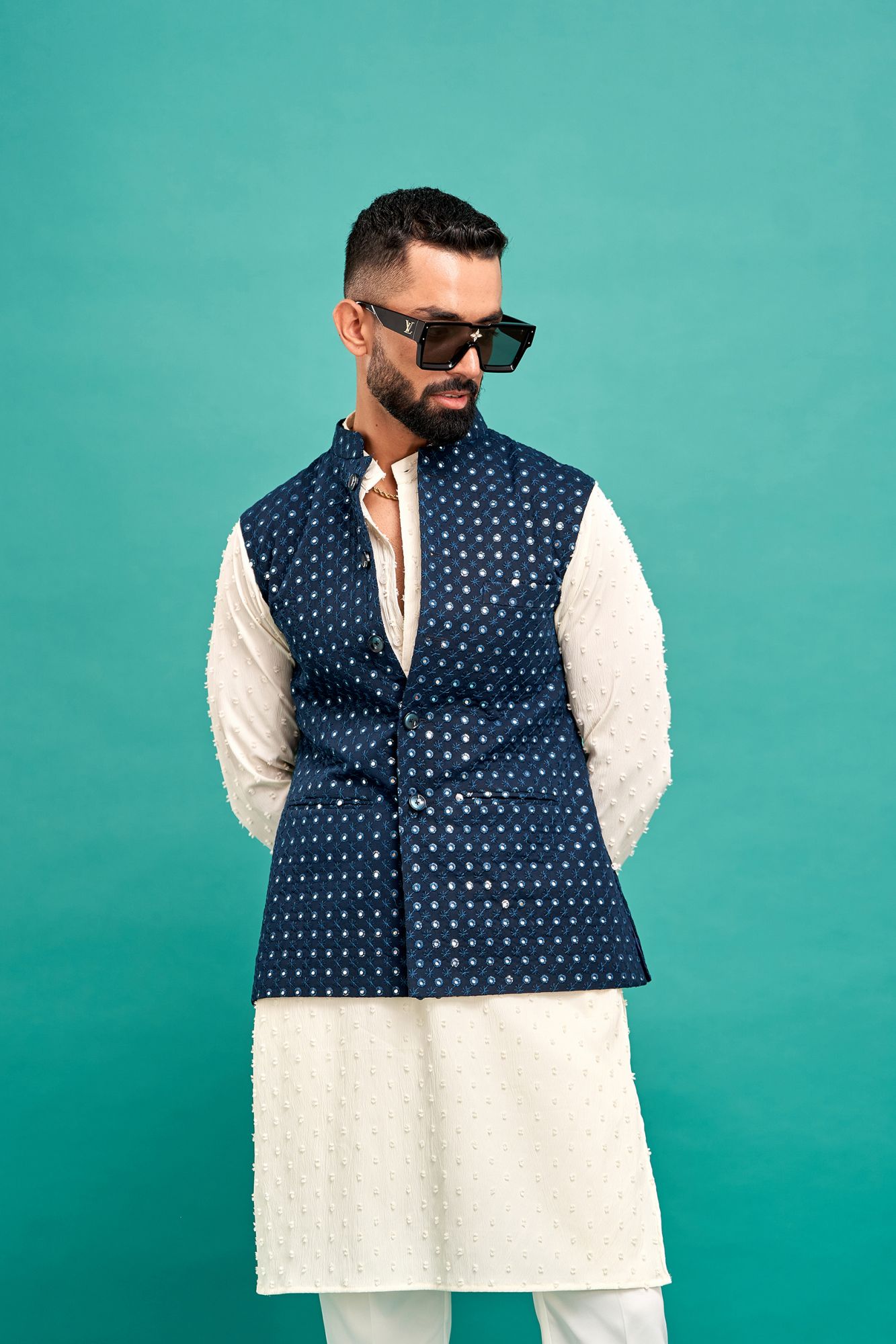 Mirror Work Jacket In Teal