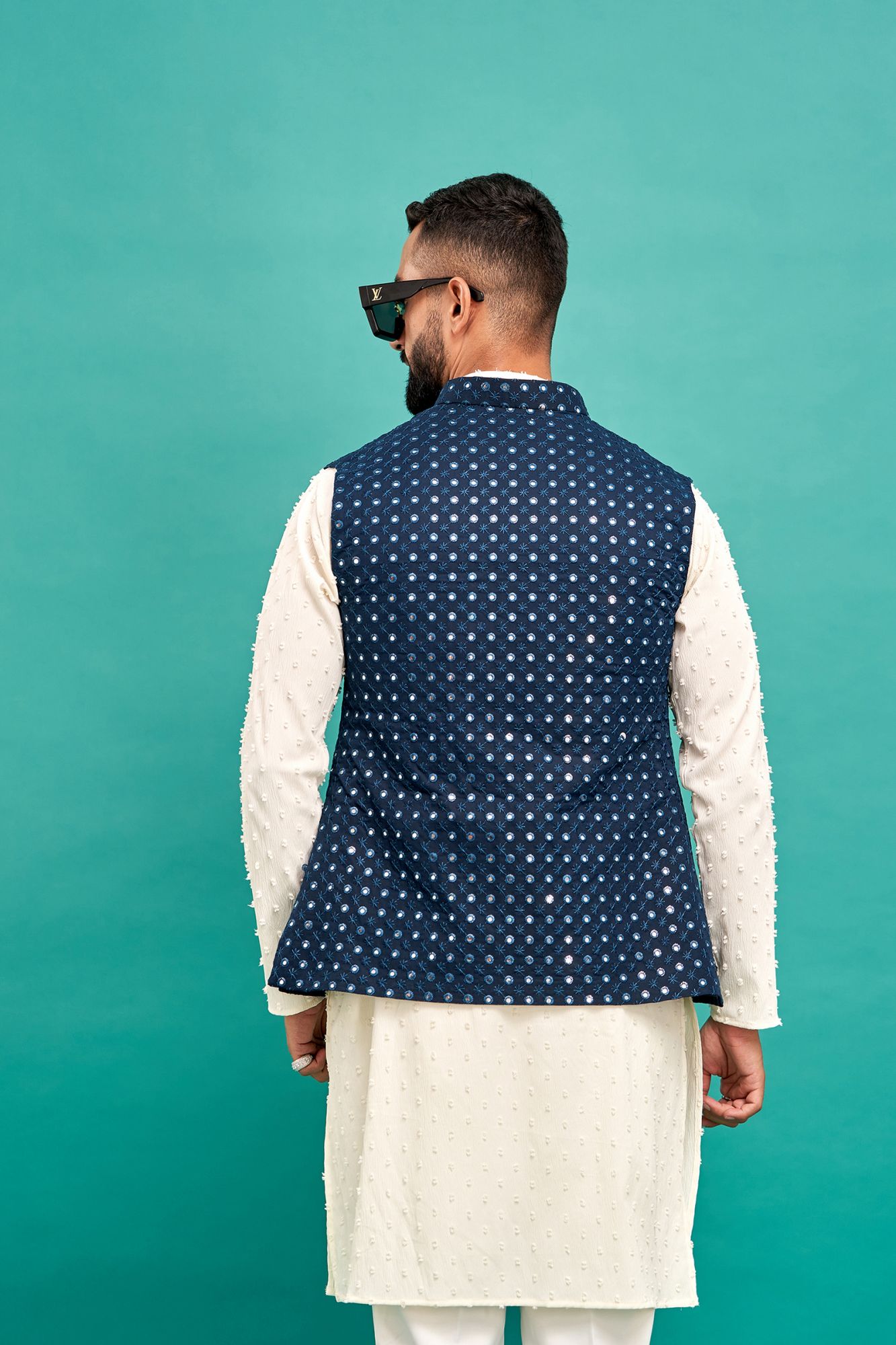 Mirror Work Jacket In Teal