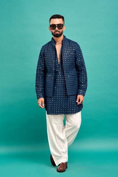 Mirror Work Jacket In Teal