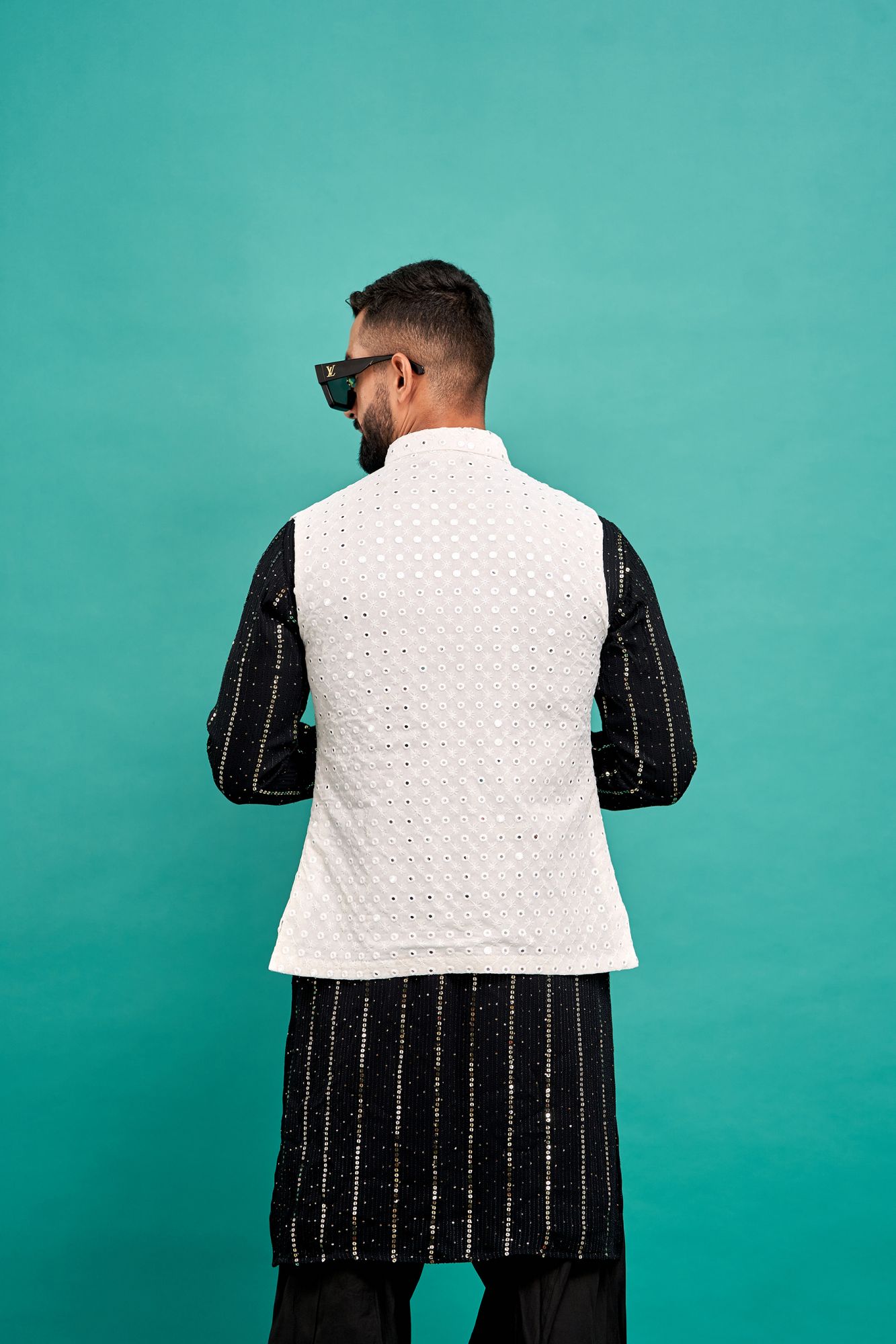 Mirror work Jacket In White