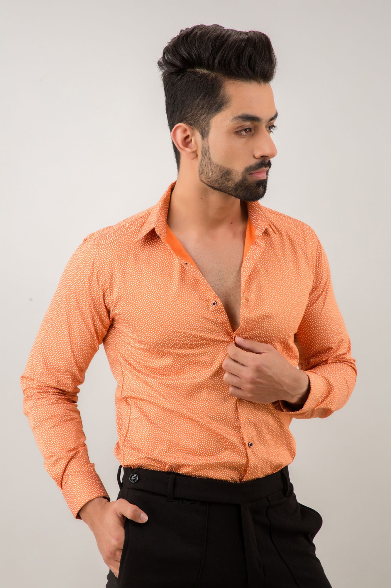 Slim Fit Shirt In Orange