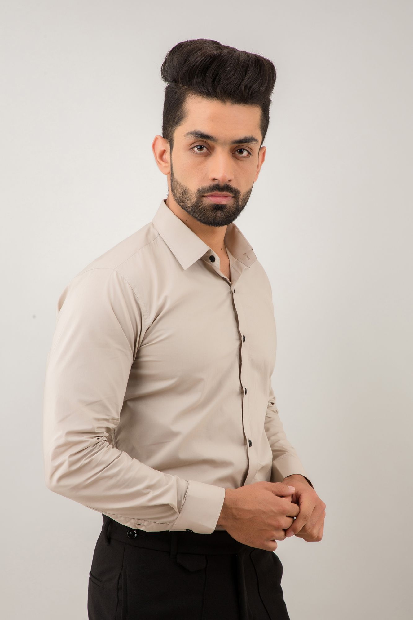 Mens Slim Fit Shirt In Tortilla