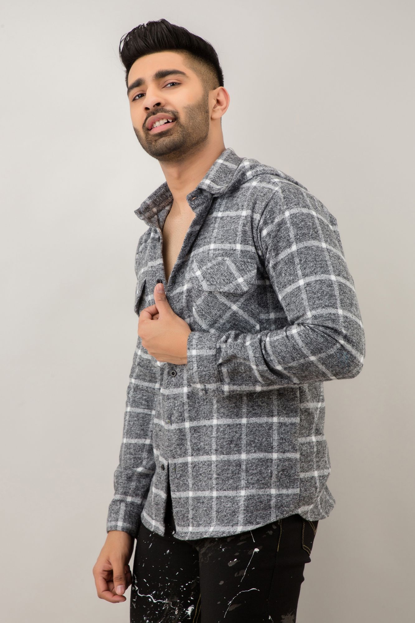 Grey Checks Overshirt