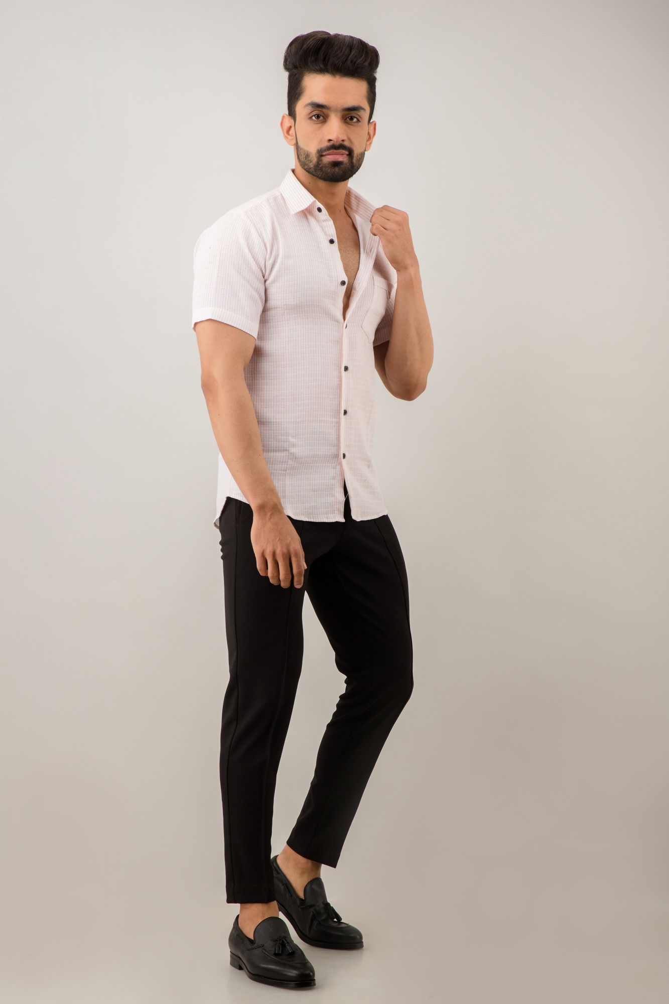 Mens Textured Striped Shirt